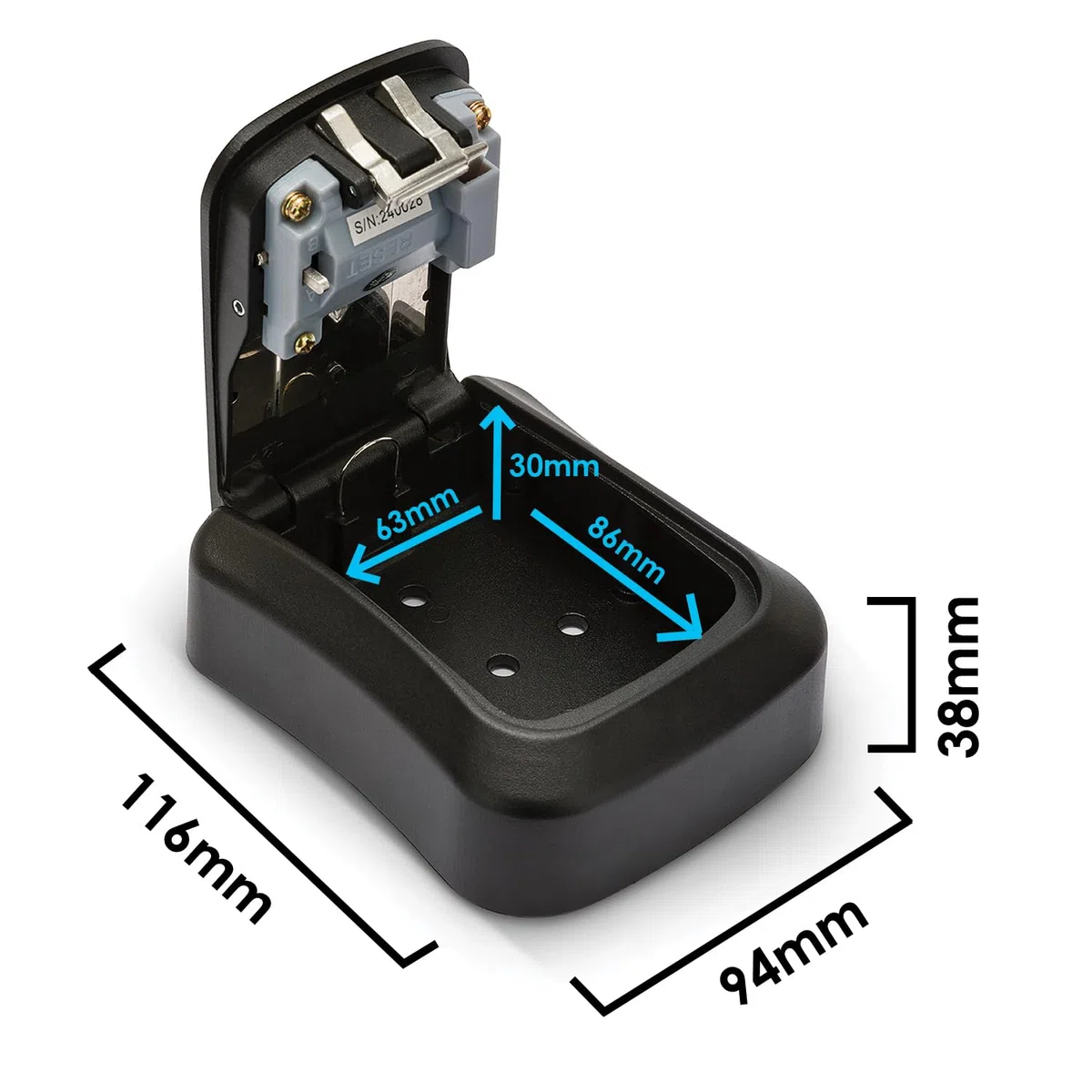 Velamp - Cassetta Chiavi con Codice 4 Cifre IRONGUARD IG008, Cassetta di Sicurezza per Chiavi Resistente alle Intemperie, Key Box Sicuro, Cassaforte Portachiavi da Parete Per Casa Garage B&B - Nero