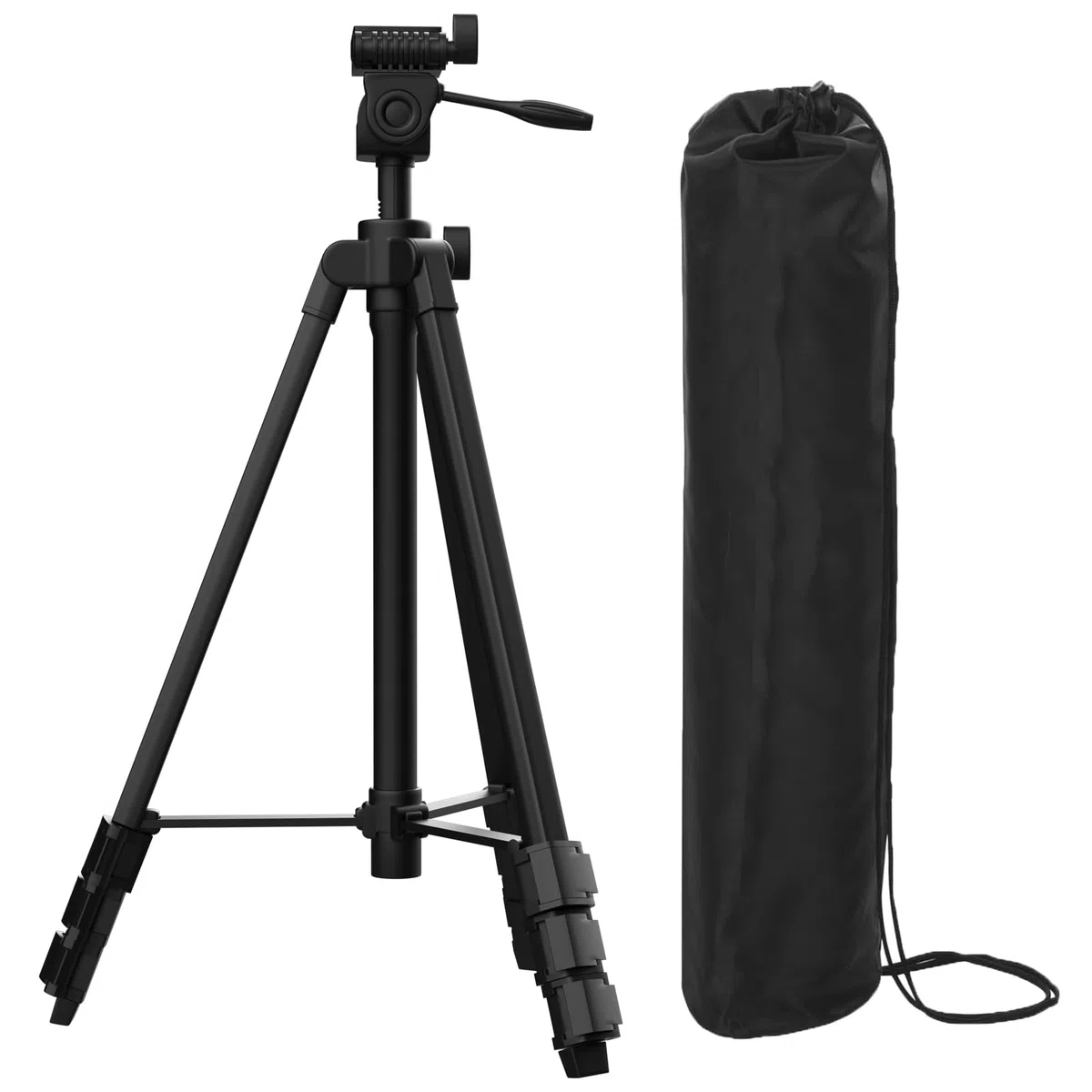 Treppiede in alluminio leggero da 137 cm con livella a bolla, piastra a sgancio rapido con montaggio a vite da 1/4"-20 per dispositivo di livellamento della linea laser