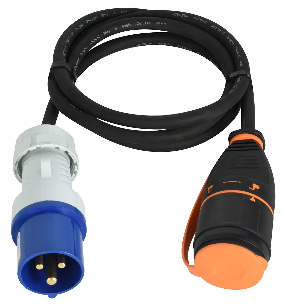Electraline 01742 Prolunga Elettrica, Adattatore industriale CEE IP44 1.5M, Cavo H07RN-F 3G1.5 con Presa Electralock dotata di Meccanismo di Blocco che impedisce disconnessioni accidentali della spina