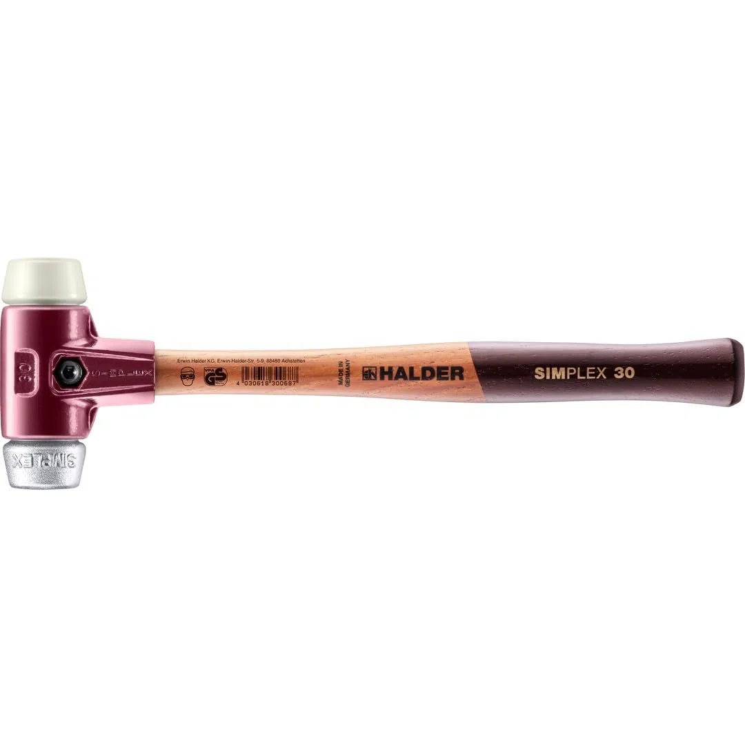 Halder 300000 - Martello Simplex Face in nylon/metallo morbido, multicolore, 30 mm