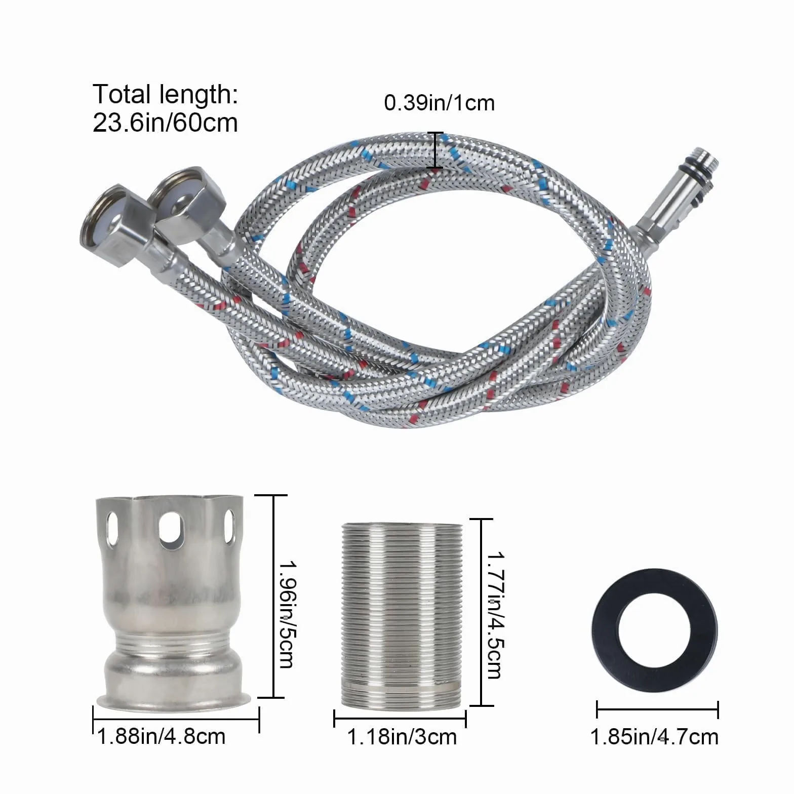 Rubinetto Lavabo Bagno Nero Acciaio Inox Rubinetto Bidet per Cucina con Tubo di Collegamento Rubinetto Lavandino Bagno Fredda e Calda Regolabile