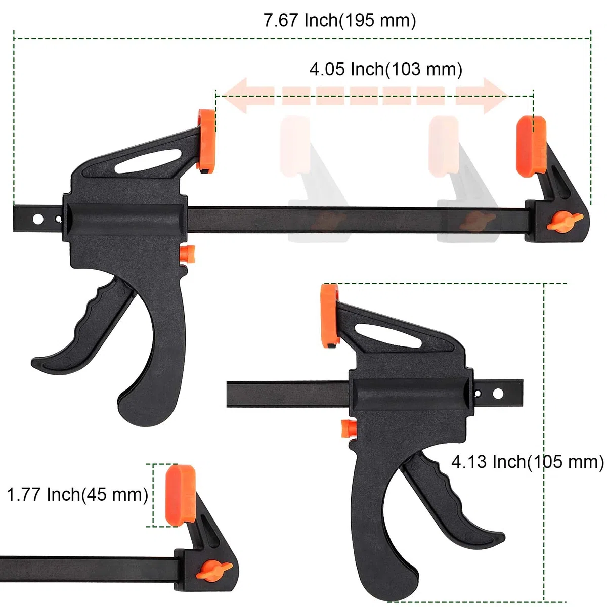 PINGEUI Confezione da 8 morsetti a presa rapida da 10 cm, morsetti a cricchetto per barra a sgancio rapido, pinze professionali multiuso per lavorazione del legno per lavori manuali