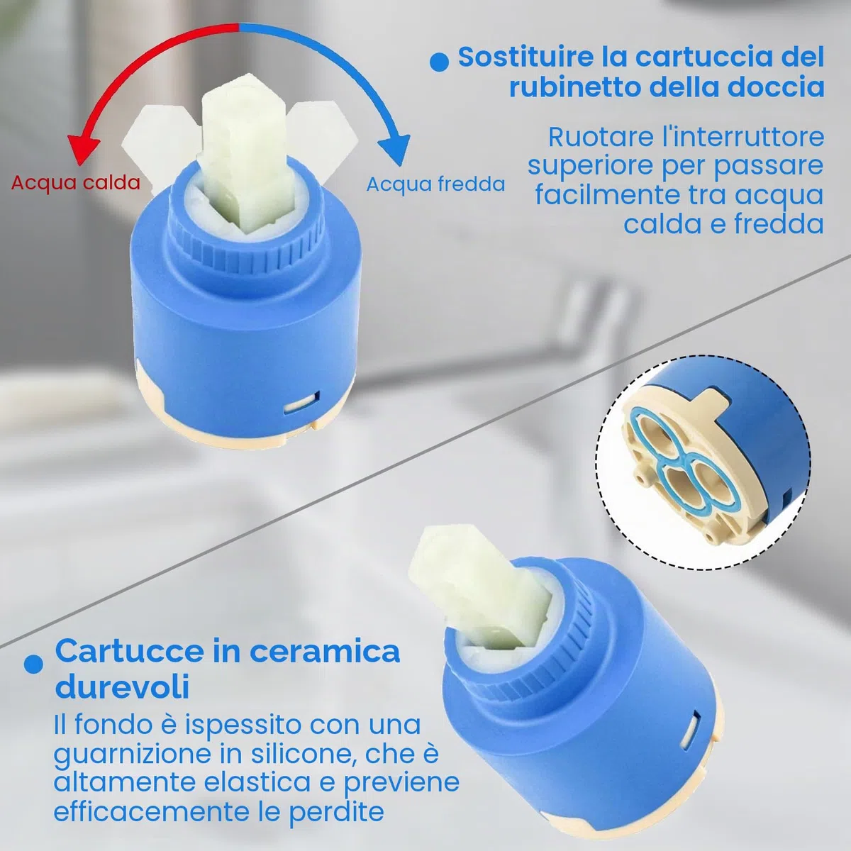 2 Pezzi Cartuccia in Ceramica da 35 mm, Cartuccia per Rubinetto, Cartuccia per Miscelatore, per Rubinetti Monocomando, Cartuccia di Ricambio per Rubinetti da Bagno, Cucina e Lavandino
