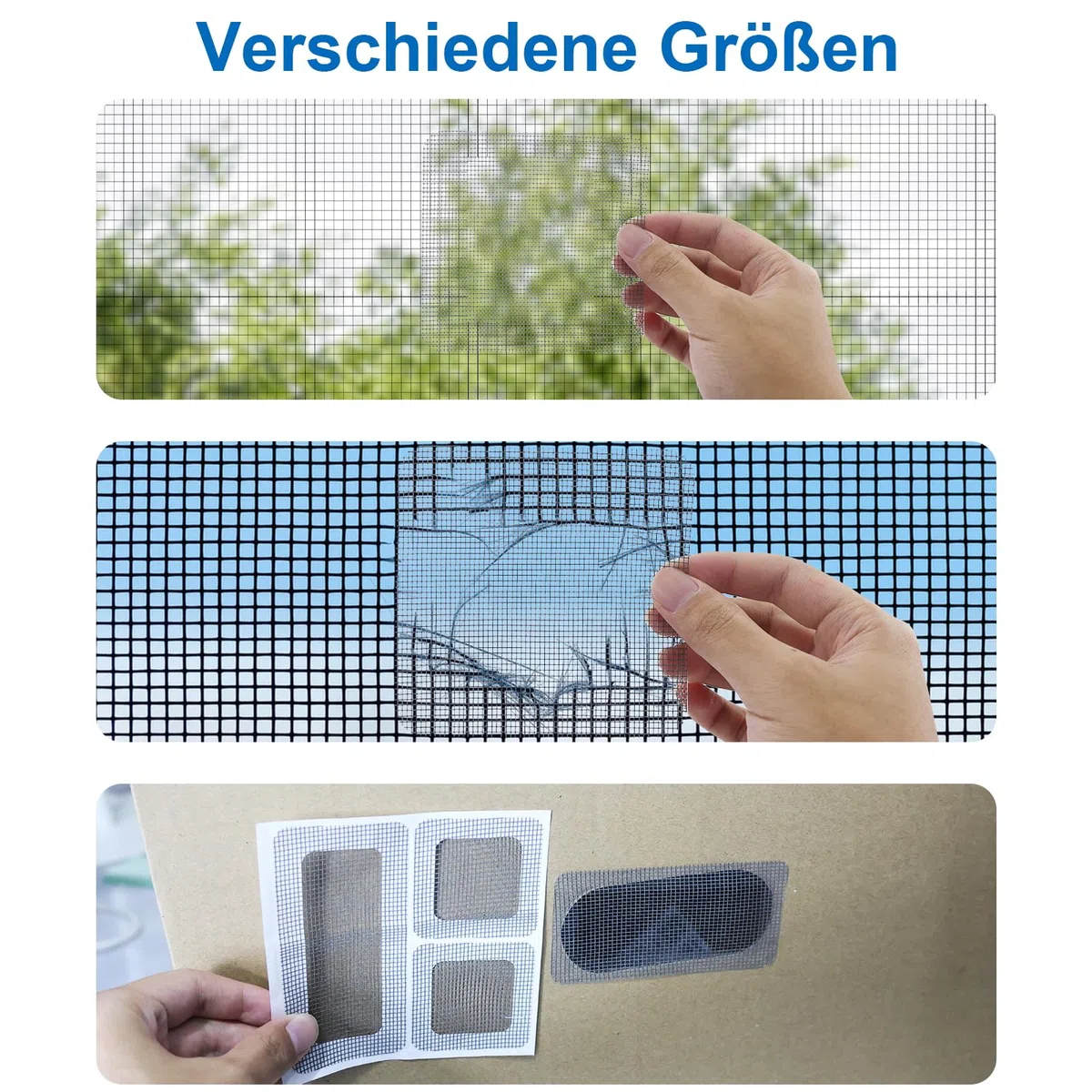 Set di riparazione per zanzariere, 45 pezzi, per la riparazione della zanzariera, per finestre, protezione dagli insetti, in fibra di vetro altamente autoadesiva, per prevenire le zanzare, colore nero
