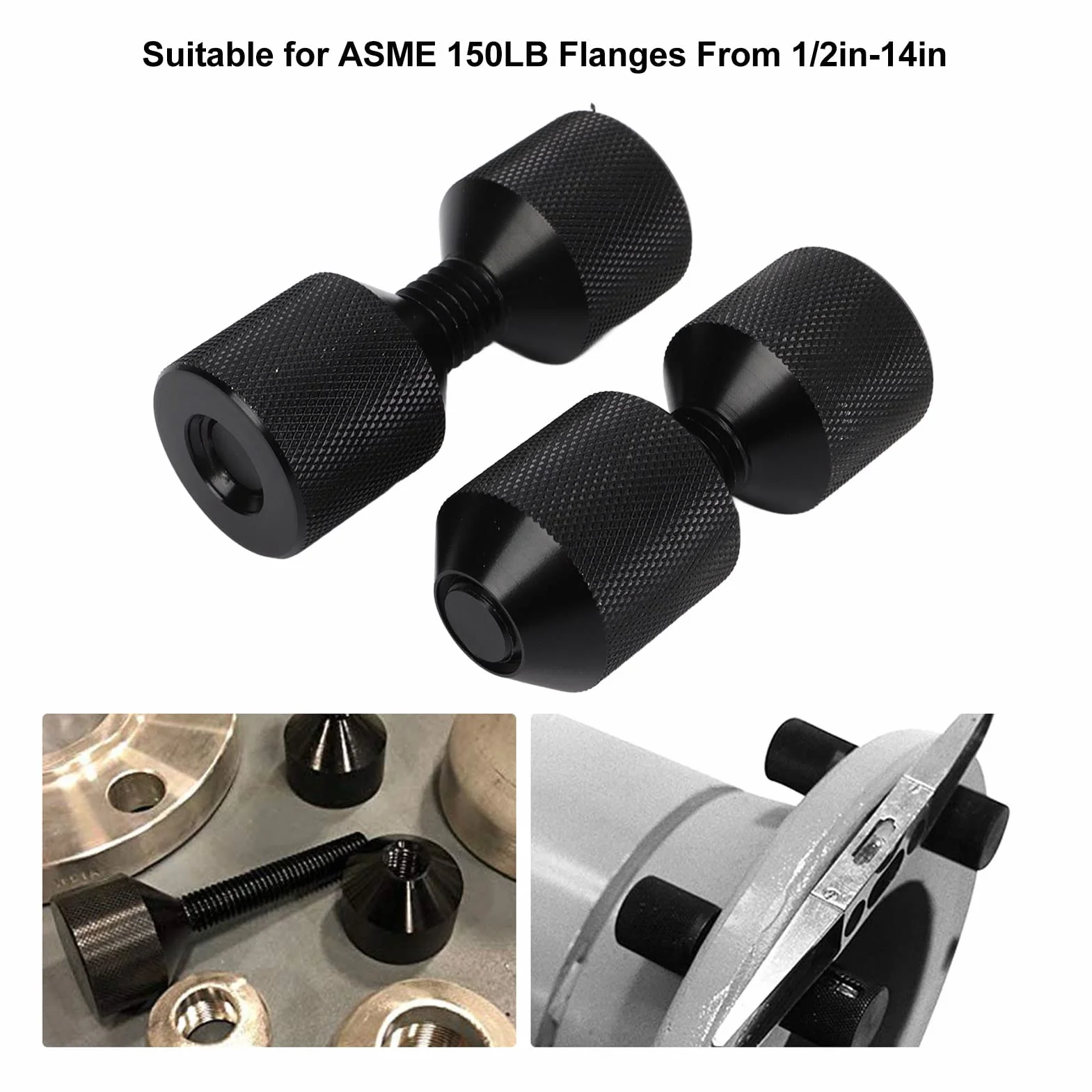 Set di Perni a Due Fori Strumenti per Tubisti Filettati con Perno di Allineamento Flangia a 2 Fori in Alluminio 6061 da 1-1/8" per Flange ASME 150LB da 1/2 Pollice a 14 Pollici