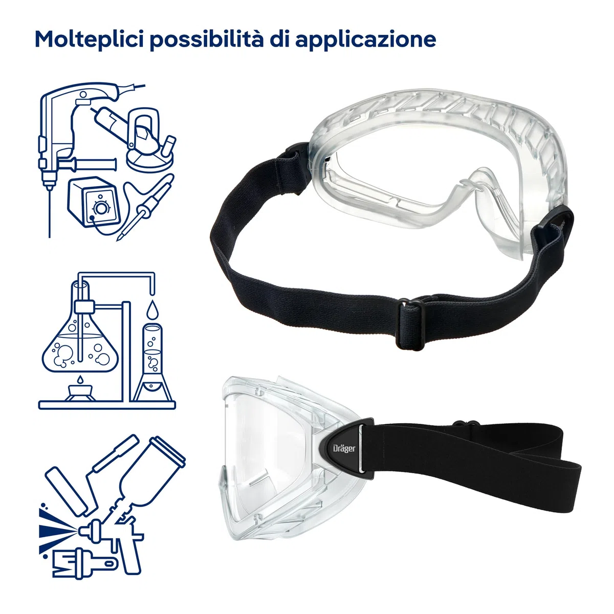 Dräger X-pect 4200 Occhiali protettivi | Occhiali di sicurezza leggeri e trasparenti | Lenti in policarbonato antigraffio, antivento e antiappannamento | Adatti a chi porta gli occhiali
