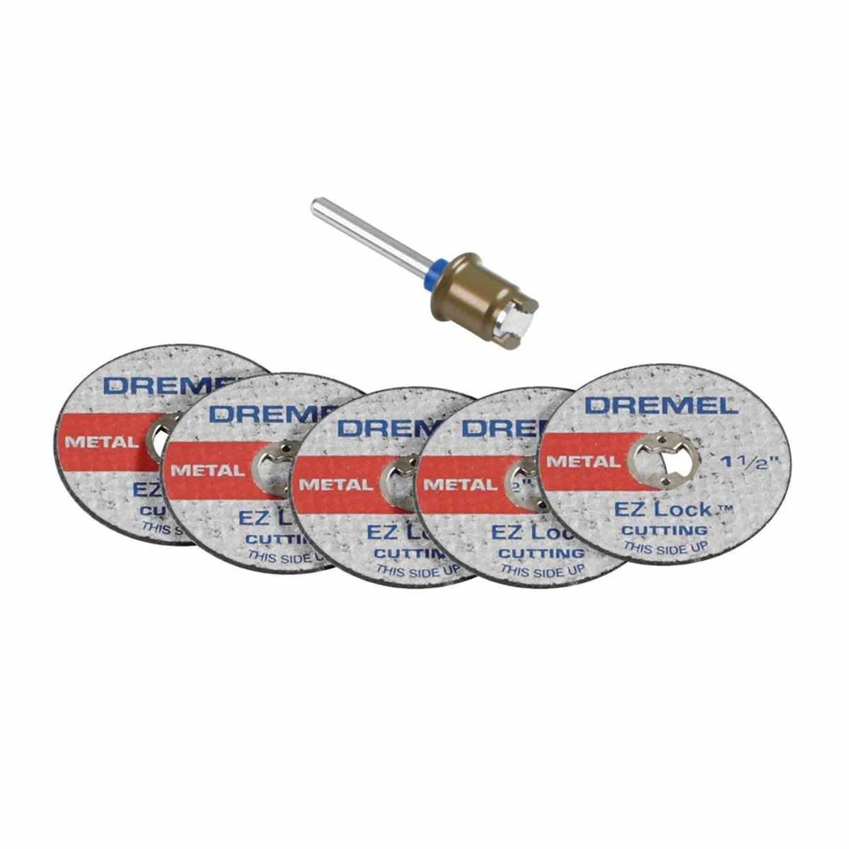 Dremel EZ406-02, EZ - Lock Starter Kit, 1 1/2" (38,1 mm) Diametro ruota, 5 pezzi in fibra di vetro rinforzato con dischi da taglio e mandrino EZ402 inclusi, accessori per dischi da taglio per utensili