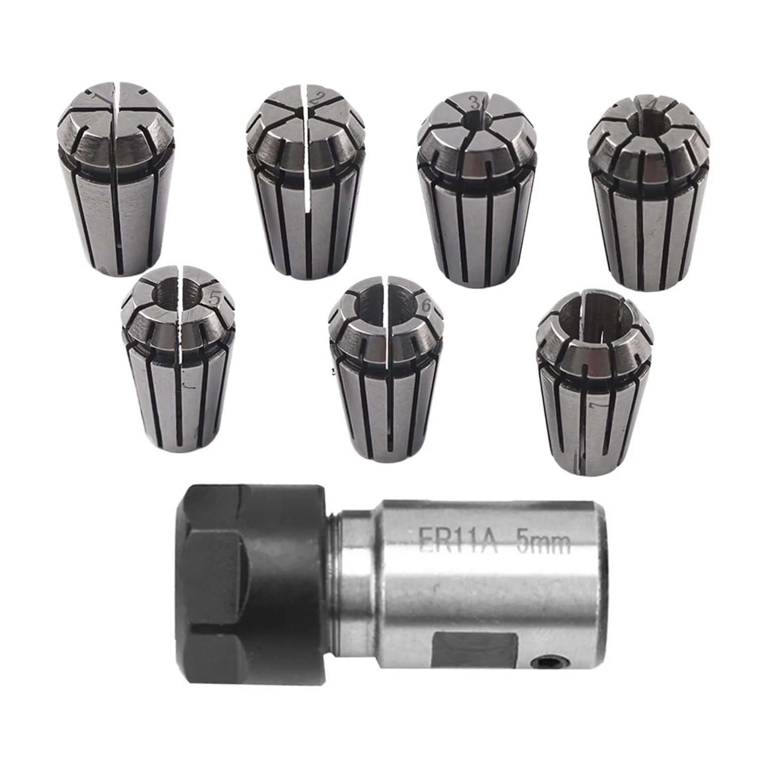 ER11 Set di Pinze a Molla di Precisione e ER11 Asta di Prolunga per Supporto Albero Motore da 5 Mm Mandrino a Pinza ER11 per Macchine per Incidere CNC e Utensili per Tornio di Fresatura