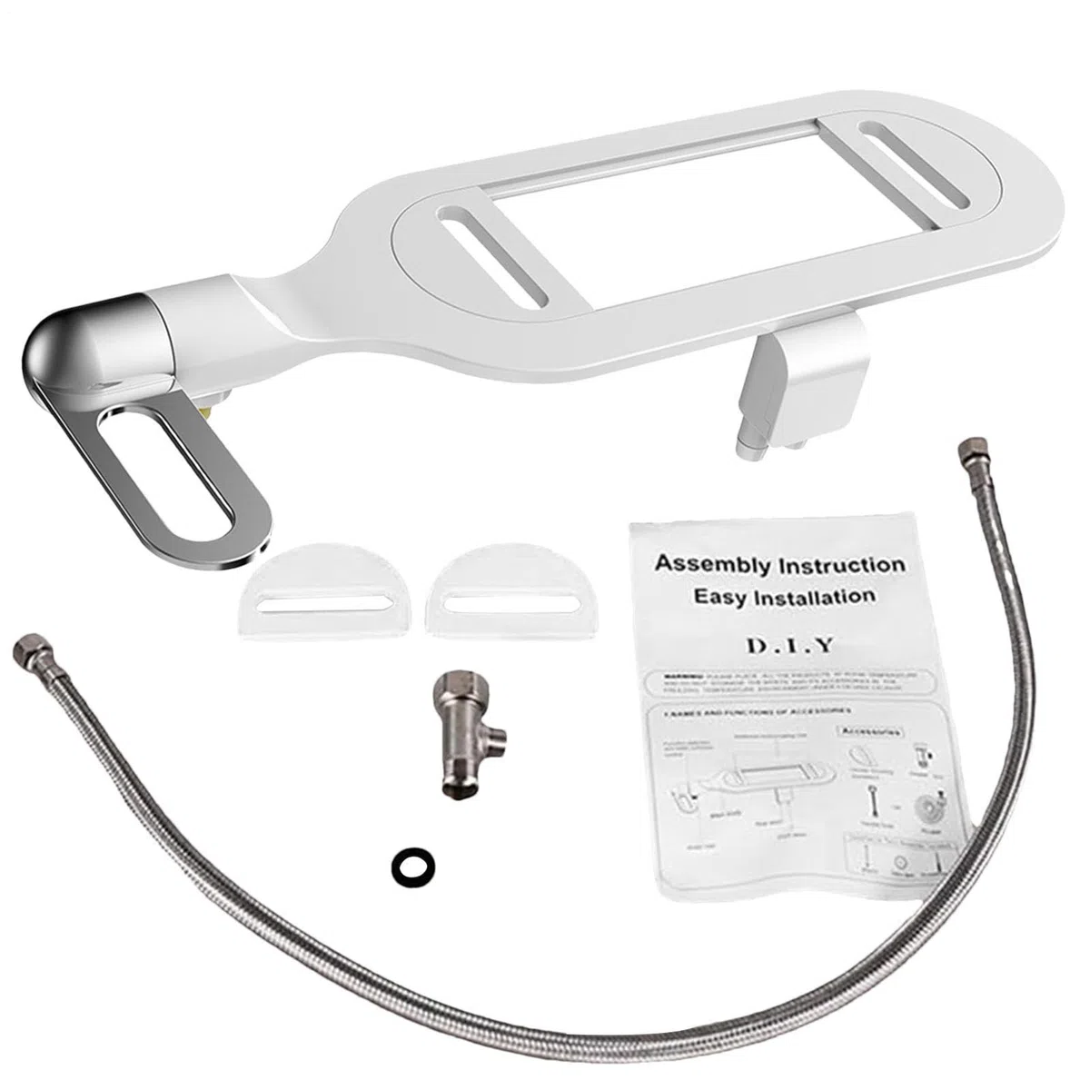 Sedile WC bidet con doppio ugello, sciacquone intelligente, autopulente, acqua regolabile, non elettrico, bidet con spray d'acqua dolce, accessorio per bidet per WC, igiene e comfort