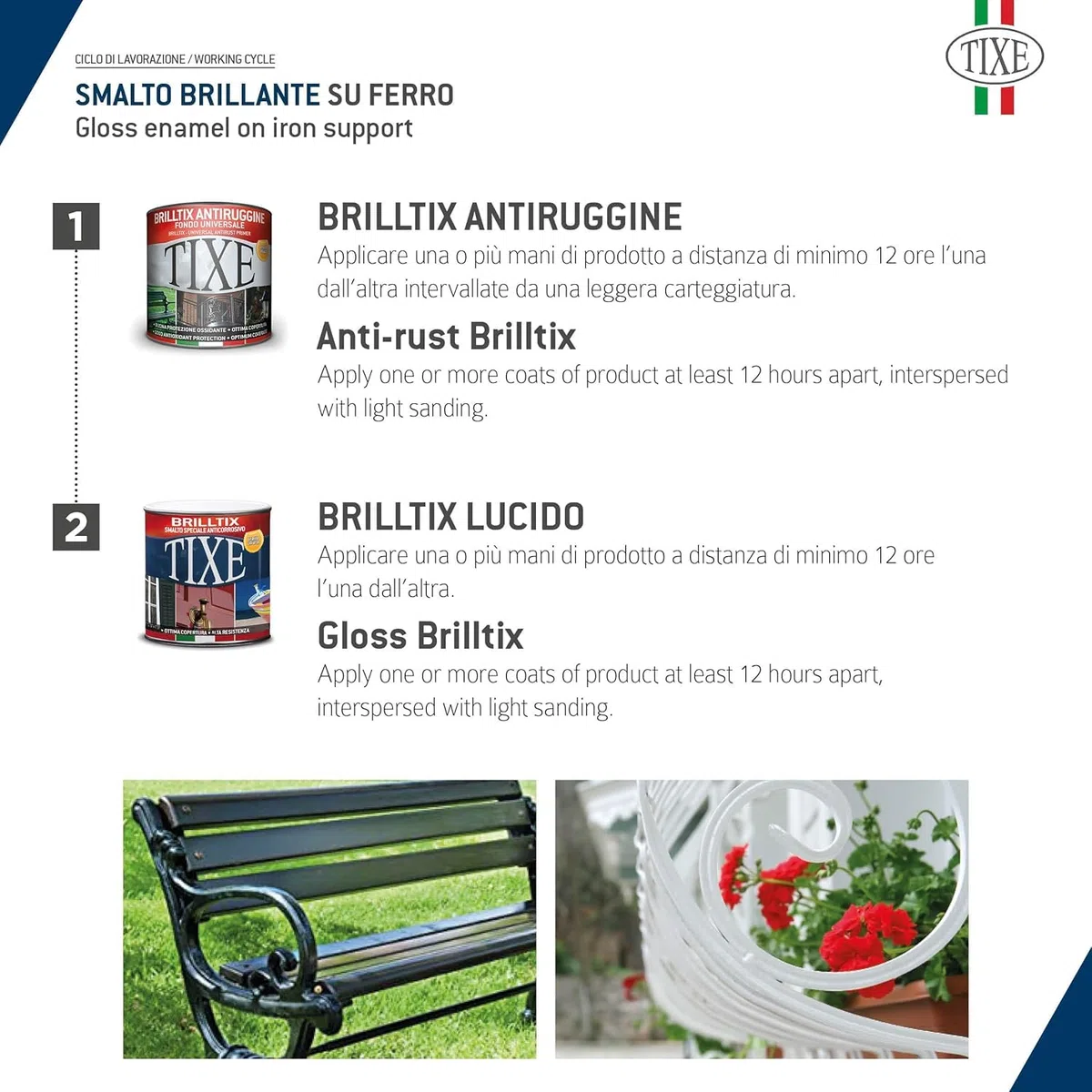 TIXE Smalto a Solvente Brilltix | Vernice a Solvente con Finitura Uniforme e Compatta, Alta Resistenza | 500 ml | Marrone | Made in Italy (104.1510)