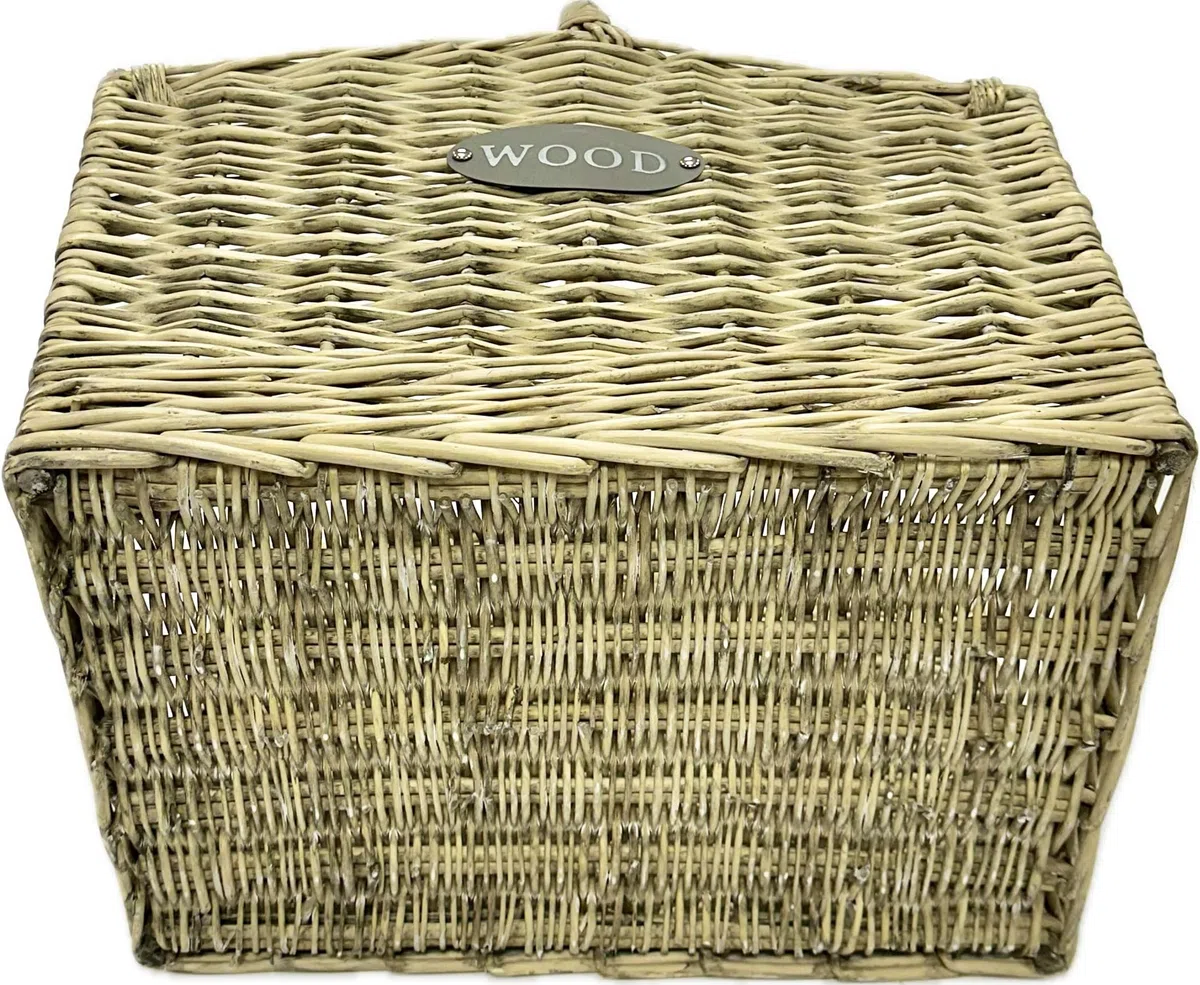 Cesto vimini portalegna camino da interno con manico per legna - Grande: 50x38x57h - Piccolo: 44x33x52h (Piccolo (44x33x52h))