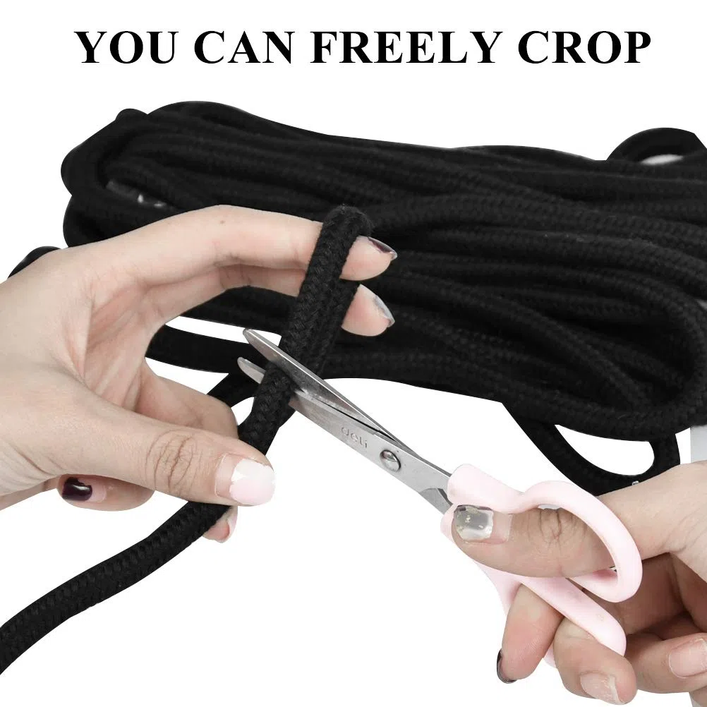 TIMESETL Corda Nera 8mm 3 x 10M Corda di Canapa Nera Corda Cotone Macrame 8mm Cordino Nero Cotone, Corda di Canapa Nera per Decoro, Appendere Piante, Arazzi, Artigianato Fai-da-Te
