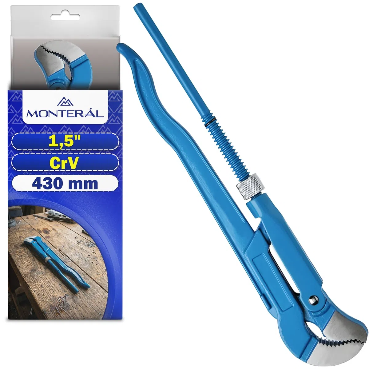 Pappagallo Idraulico da 1,5" Tipo S 430 mm - Chiave a Pappagallo è Realizzata in Acciaio Legato al Cromo-Vanadio CrV - MONTERAL