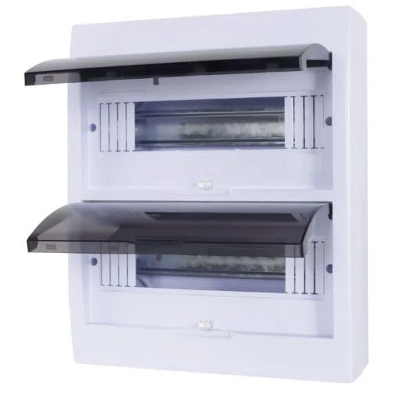 Quadro elettrico da parete 24 moduli DIN con doppia porta trasparente fumé per interno - 33x27.5x10cm
