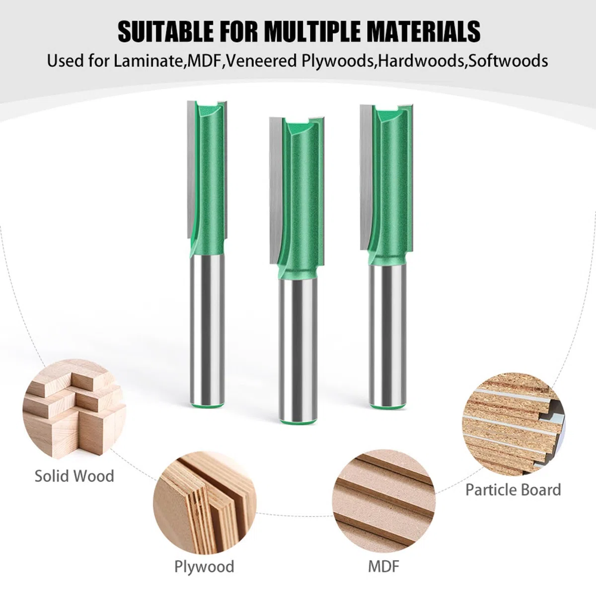 6 Pezzi Frese per Legno, Set Fresa per Legno per Diverse Tacche di Profondità Diametro 3 mm, 4 mm, 5 mm, 6 mm, 7 mm, 8 mm Set di Frese