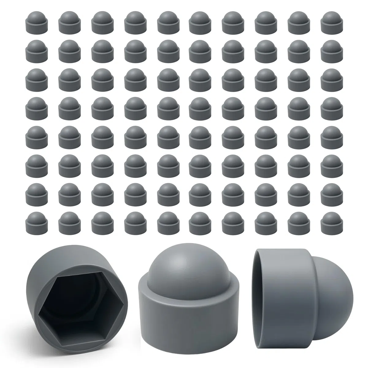 Ajile - 100 pezzi - Cappucci copri-dado M8, chiave di 13 mm, plastica Grigia - FAH313-L