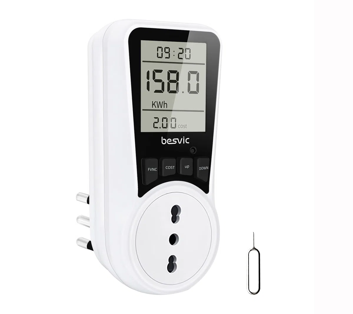 Misuratore Consumo Elettrico, 3680W Misuratore di Potenza Contatore del Consumo di Corrente, Spina Italiana con Schermo LCD, 7 Modalità di Monitoraggio, Protezione da Sovraccarico【1 Pezzo】
