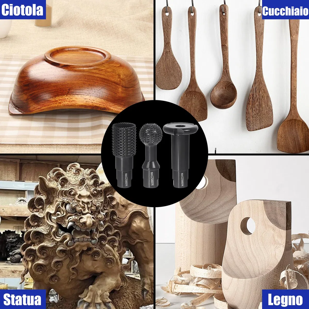 Frese per Legno - Set Scalpelli e Dischi per Smerigliatrice, Disco Smerigliatrice Legno per Intaglio e Lavorazione, Accessori per Intaglio Legno e Scultura