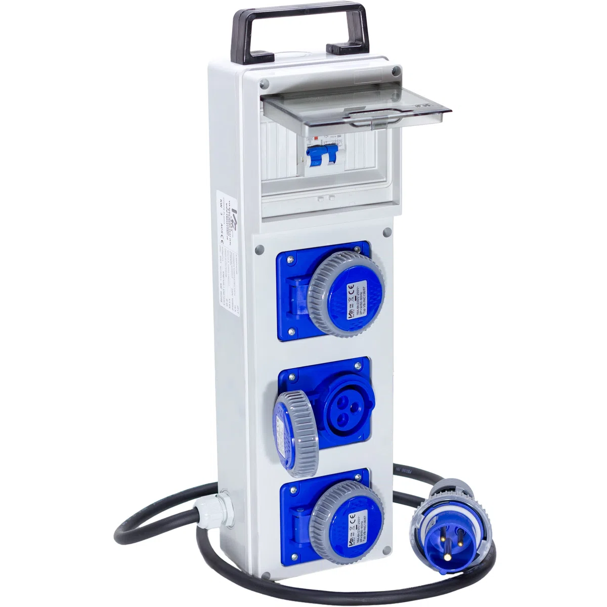 ELETTROWATT - Quadro Elettrico di Distribuzione Industriale da Cantiere ASC Portatile - 3 Prese CEE IP67 da 16A - Magnetotermico da 16A - Quadro Monofase Con Certificazione Inclusa - Made in Italy