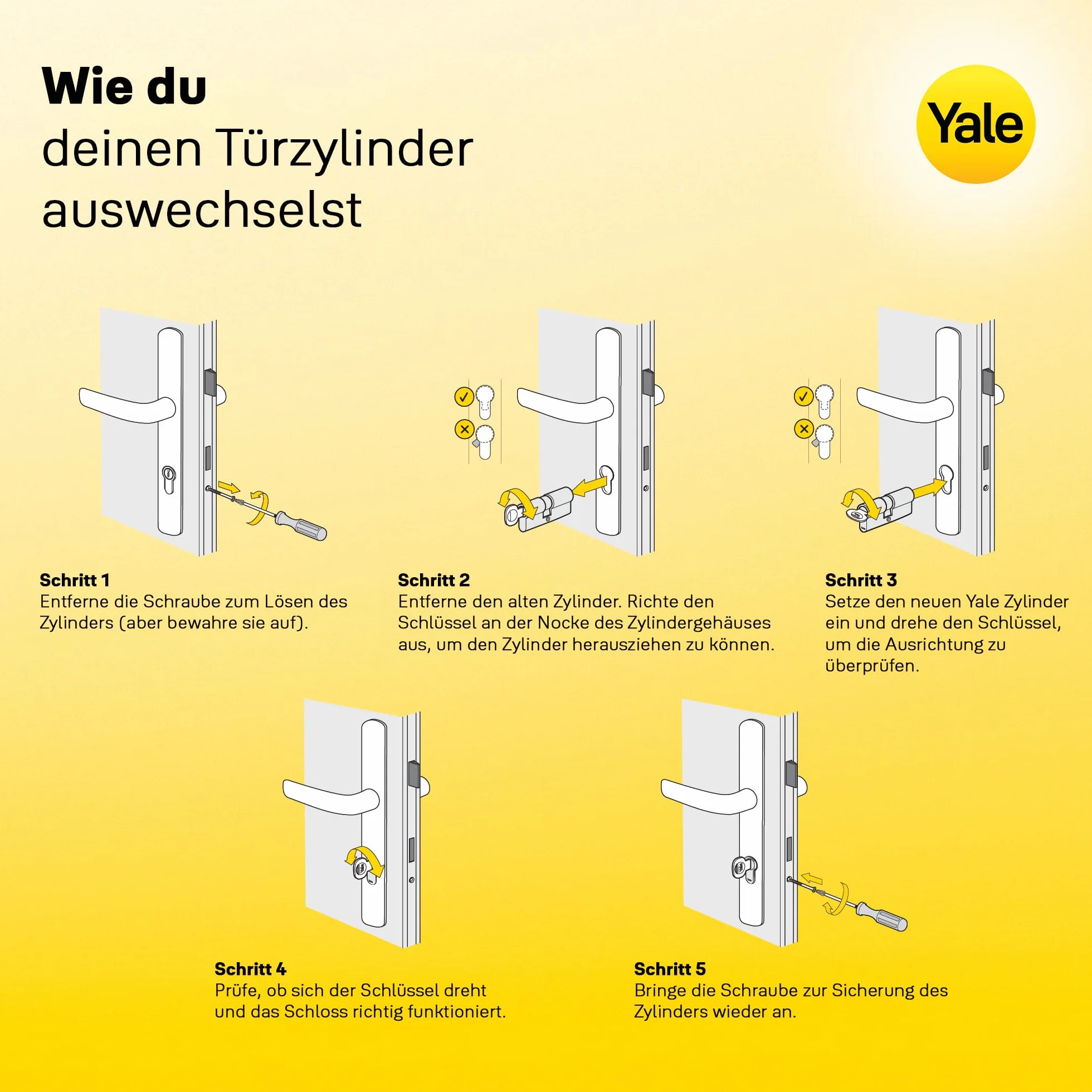 Yale Cilindro europeo 2100 Serie 30/40 mm Cromo lucido Doppio cilindro, con 5 chiavi incluse per garantire massima sicurezza, ideale per porte blindate e porte d’ingresso