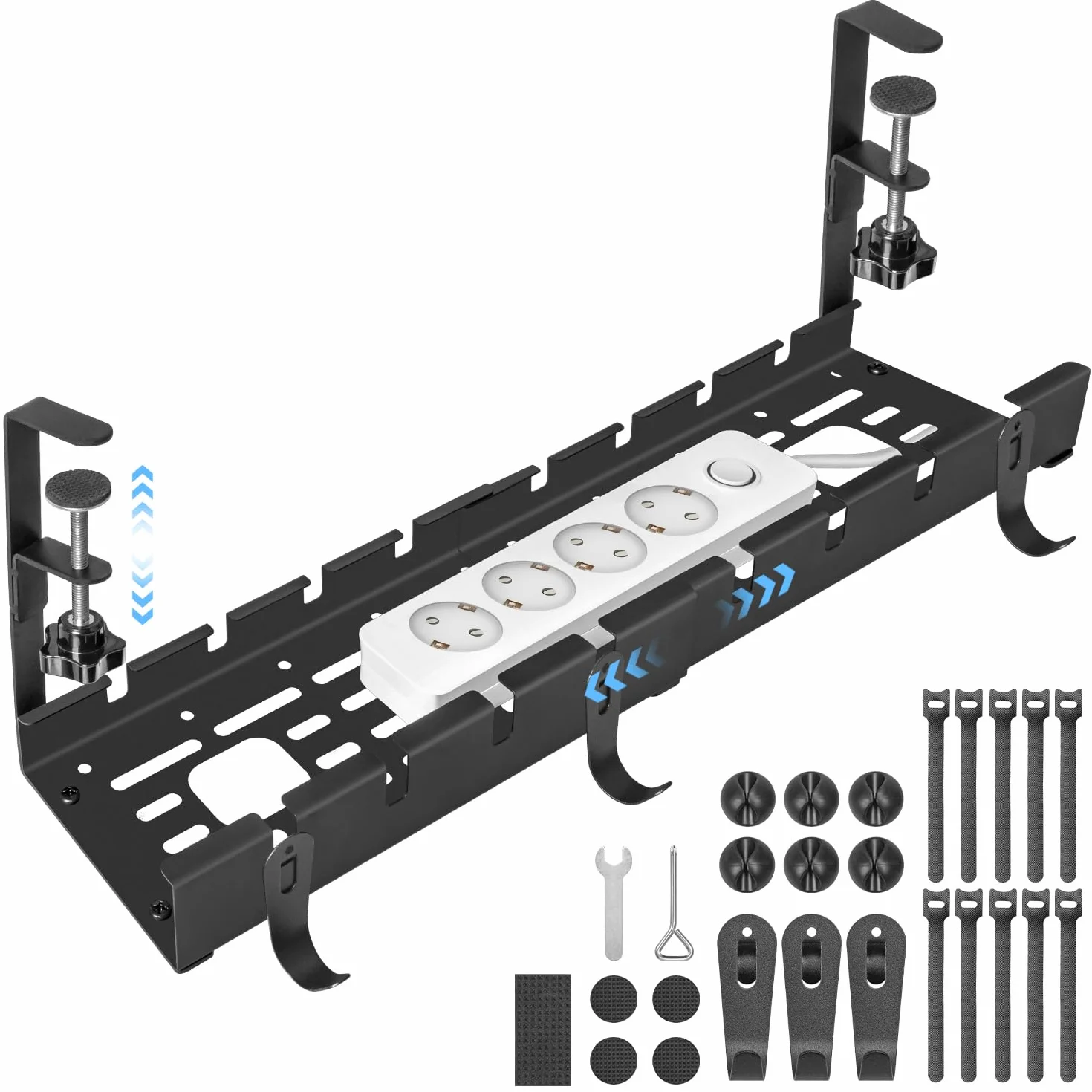 Raccogli Cavi Scrivania, 28,5~55CM Porta Cavi Organizer Retrattile, Vassoio per la Gestione dei Cavi Sotto la Scrivania, Cable Management Portacavi per Casa Ufficio Scrivania