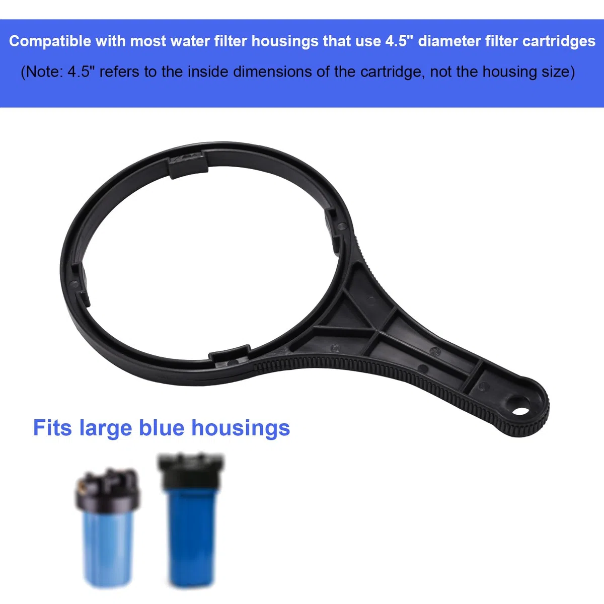 Lyreh Chiave Resistente per Filtro Acqua Big Blue, 15,9 cm Diametro Interno Apri per Sistemi di Filtrazione Domestica 4,5"x10" o 4,5"x20"