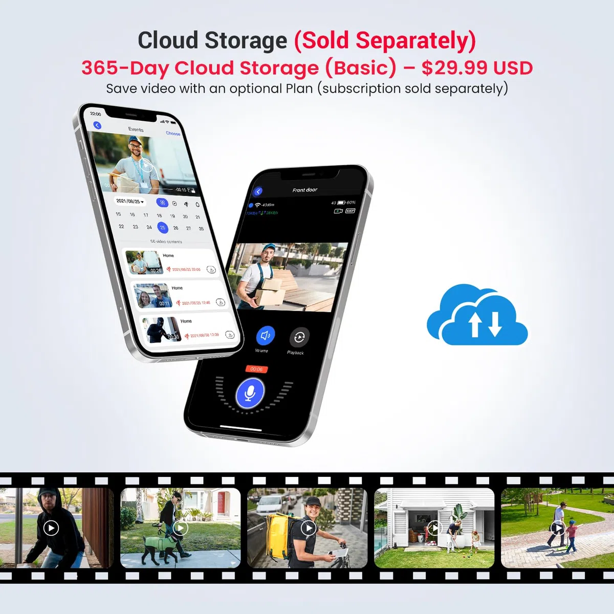 Videocitofono WiFi 1080P senza fili, rilevamento umano tramite intelligenza artificiale, conversazione a 2 vie, Wi-Fi 2,4 G, alimentato a batteria, archiviazione cloud, videosorveglianza
