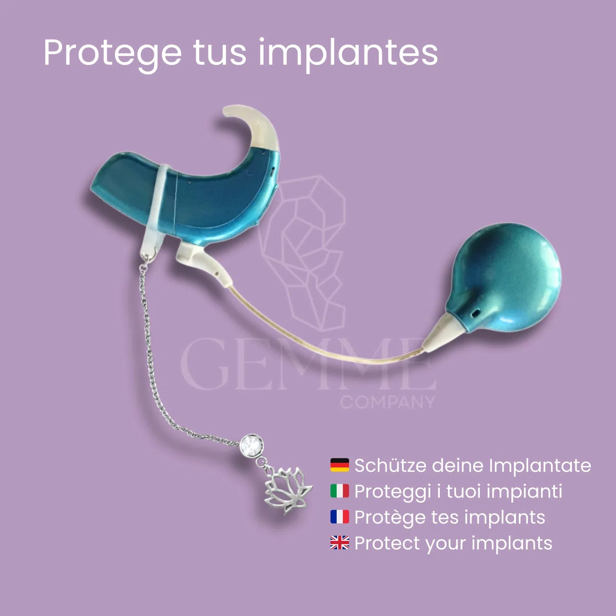Orecchino per sordità, anti-smarrimento per cuffie per sordi, per evitare cadute e perdite di amplificatori o impianti cocleari | Ipoallergenico (argento)