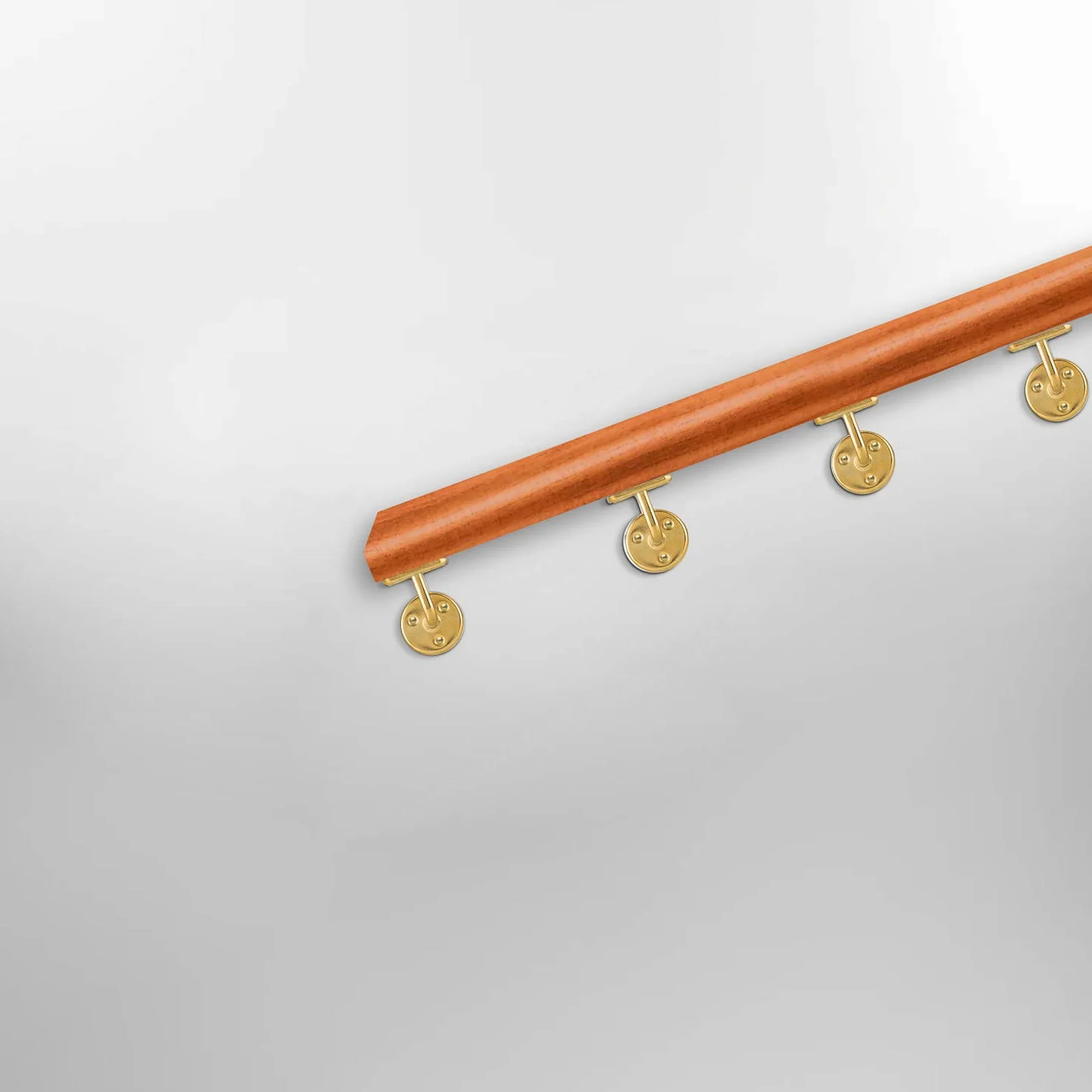 XFORT Set Di 4 Staffe Per Corrimano, Staffe In Acciaio Resistente Per Corrimano Per Scale, Per Corrimano In Legno E Acciaio, Staffe Eleganti Ed Eleganti Per Corrimano (Ottone lucido)