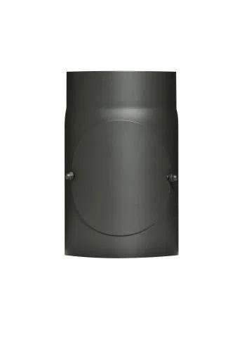 FIREFIX Senotherm R150/2R - Tubo in acciaio per stufe e caminetti, 2 mm, lunghezza 250 mm, con sportello di pulizia, diametro 150 mm, colore: nero