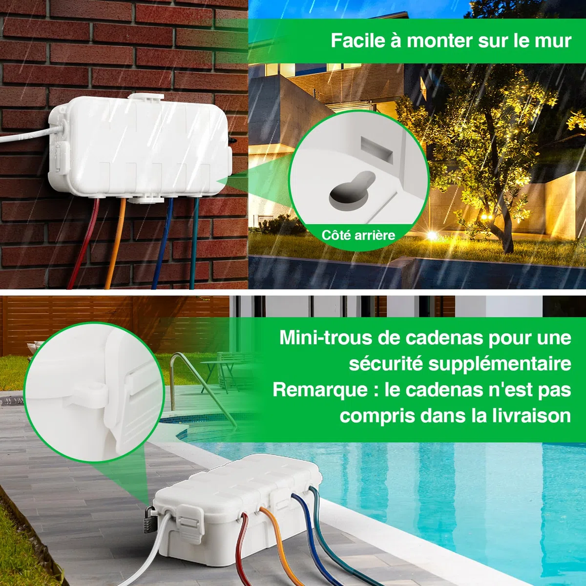 RESTMO Scatola per Cavi Media IP54 (29x13,2x10cm) – Impermeabile per Esterni, Ideale per Proteggere Prolunghe, Ciabattine e Connettori Angolari - Coloer Binaco