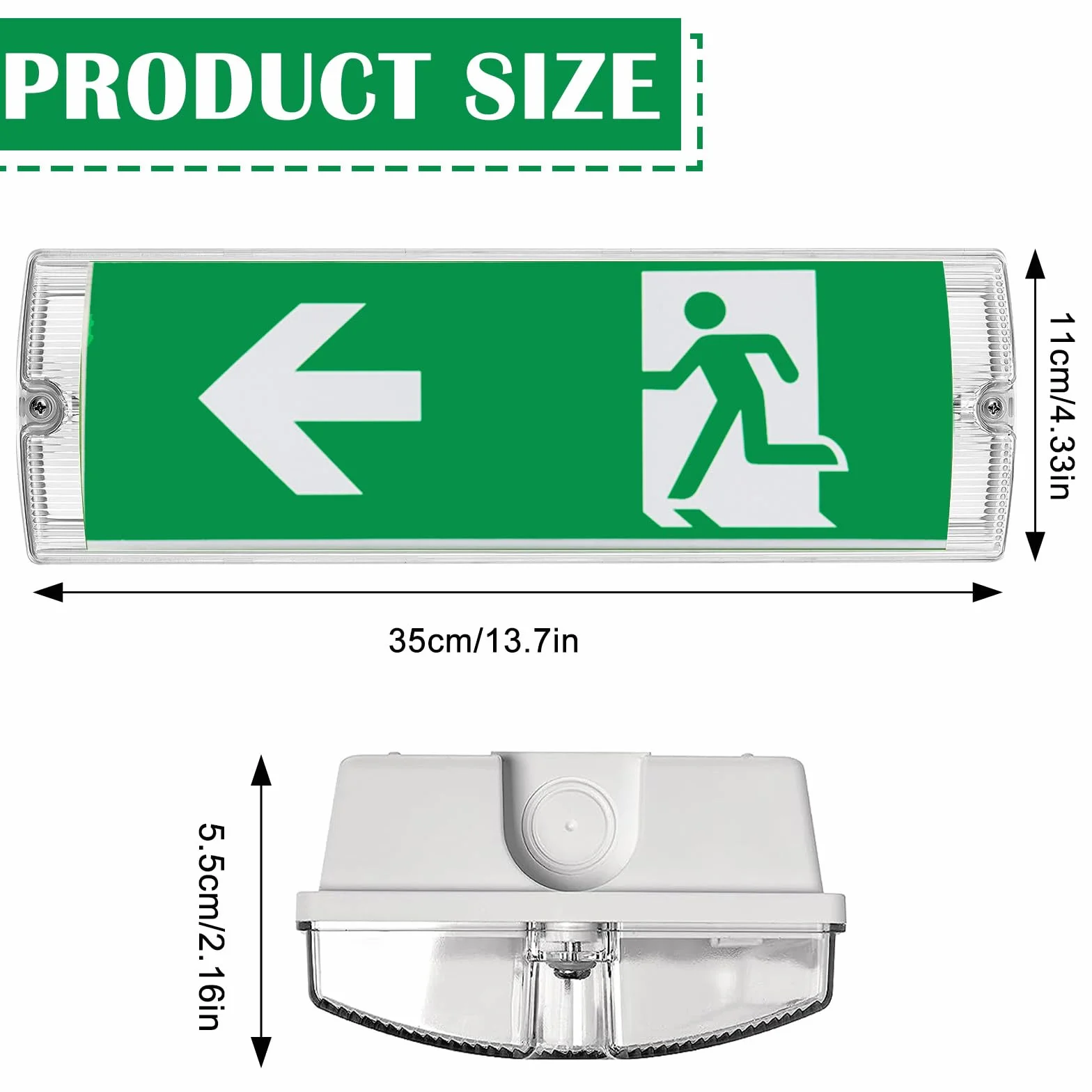 Illuminazione di emergenza a LED, 3 W, IP65, con 4 pittogrammi e batteria sostituibile, lampada di emergenza per montaggio a parete, luce continua, segnale di emergenza, uscita di emergenza, uscita di