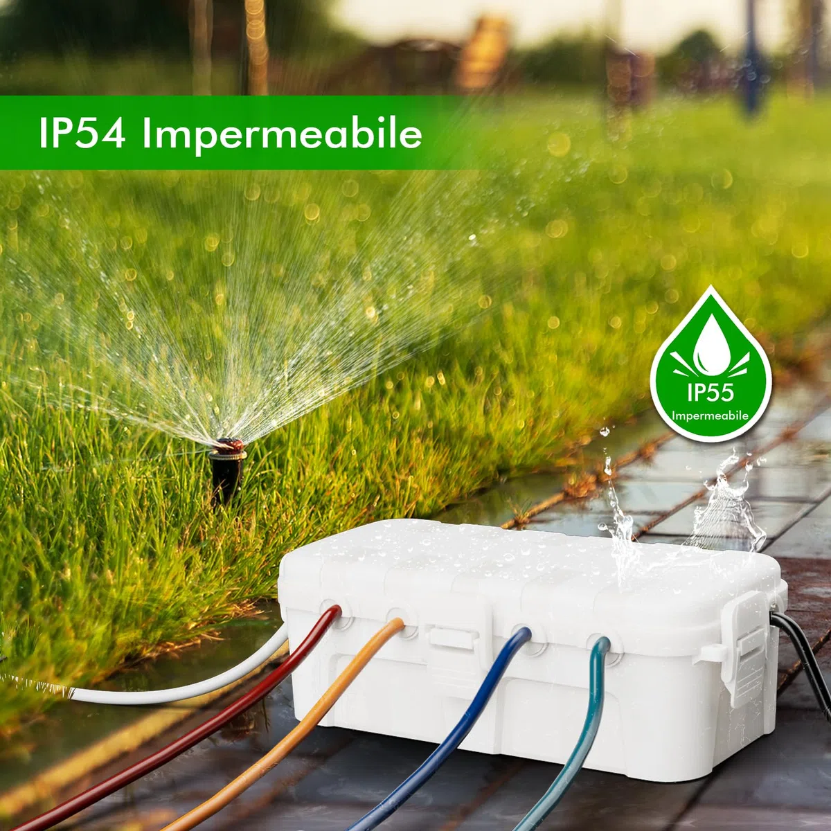 RESTMO Scatola per Cavi Media IP54 (29x13,2x10cm) – Impermeabile per Esterni, Ideale per Proteggere Prolunghe, Ciabattine e Connettori Angolari - Coloer Binaco