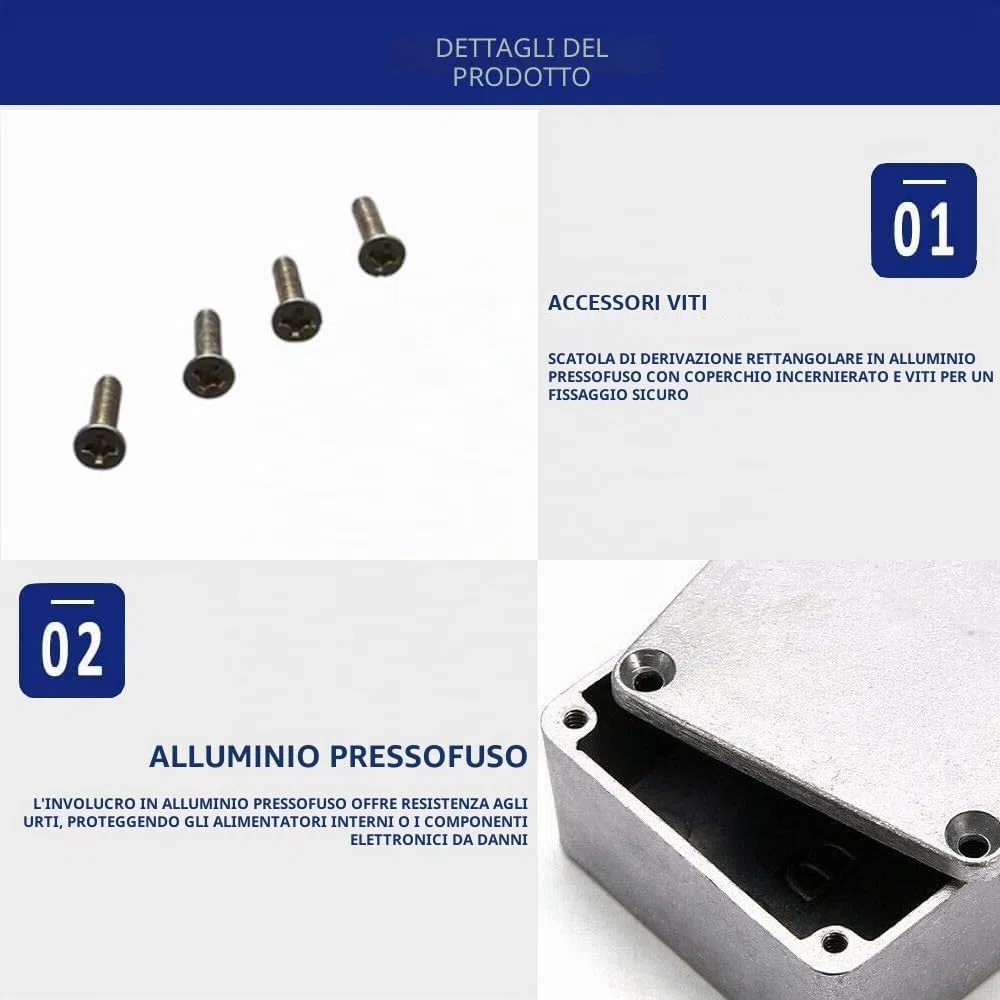 Supertool, box esterno in alluminio pressofuso, impermeabile, per dispositivi elettronici, per esterni (1 pezzo), argento