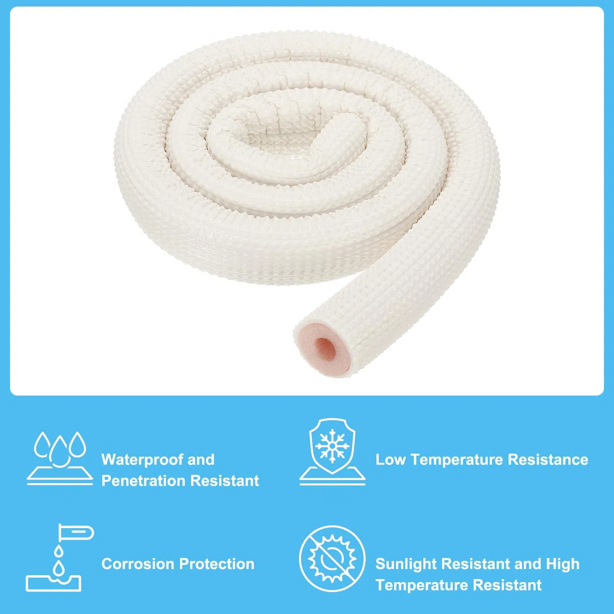 PATIKIL Tubo Isolante Schiuma per Tubi, 1/2" Tubo Schiuma Isolante con Conservazione Calore per Set di Tubi Dell'Acqua Rame Mini Split, 3.28Ft(1m), Bianco/Rosa