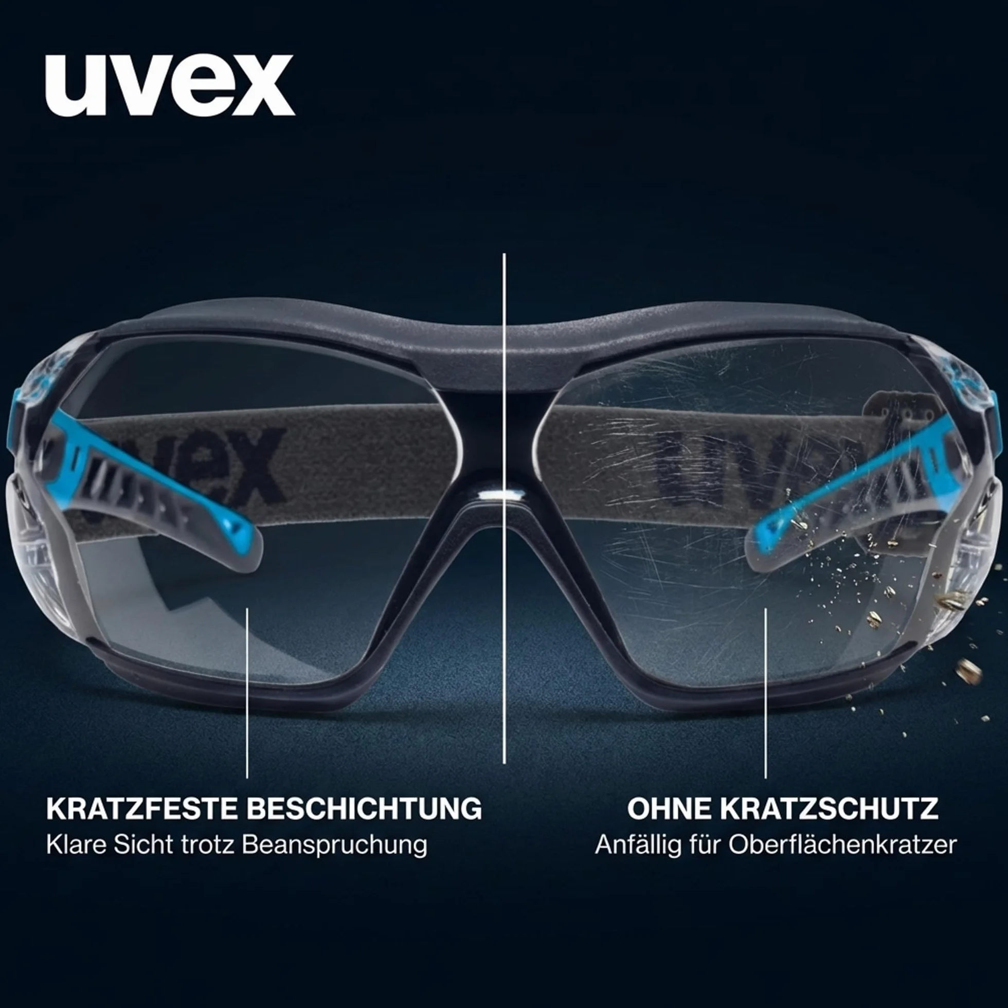 Uvex pheos Nxt Guard – Occhiali protettivi – Occhiali da stiro con protezione UV al 100% – Interno anti-appannamento – Esterno estremamente resistente ai graffi e senza metalli – con fascia