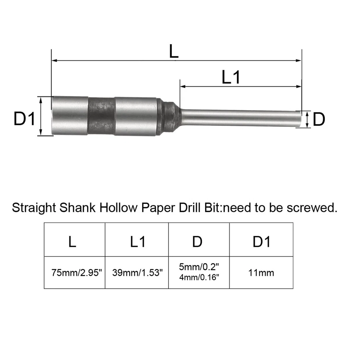 QUARKZMAN Cava Carta Trapano Punta 5mmx75mm, 4mmx70mm per Straight Gambo Punch Punzonatura Macchina 2pz