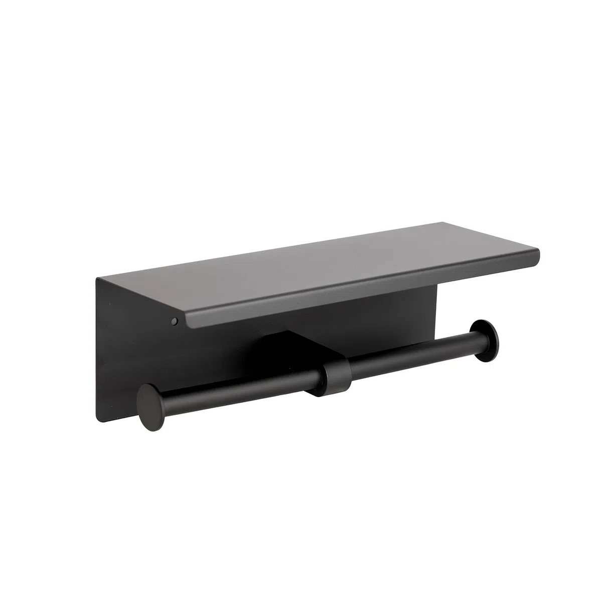 Ibergrif Portarotolo Carta Igienica Doppio con Mensola, Porta Carta Igienica da Parete in Acciaio Inox, Installazione Adesiva o con Foratura, Portarotolo WC per Bagno o Cucina, Nero