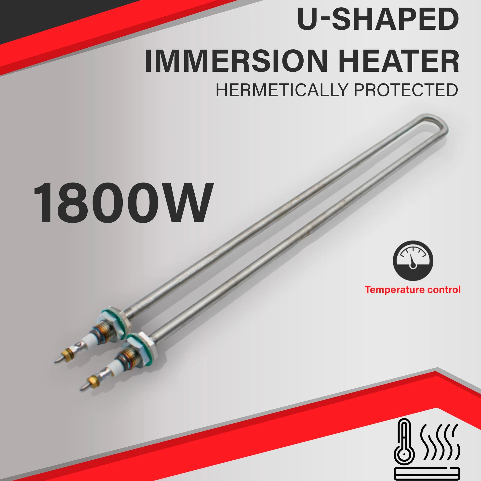 DOJA Barcelona | Resistenza Immersione a U | 1800W | Resistenza Scalda Acqua a forma di U | 47cm | Resistenza Riscaldante | Resistenza Elettrice 230V | Riscaldamento Uniforme e Potente