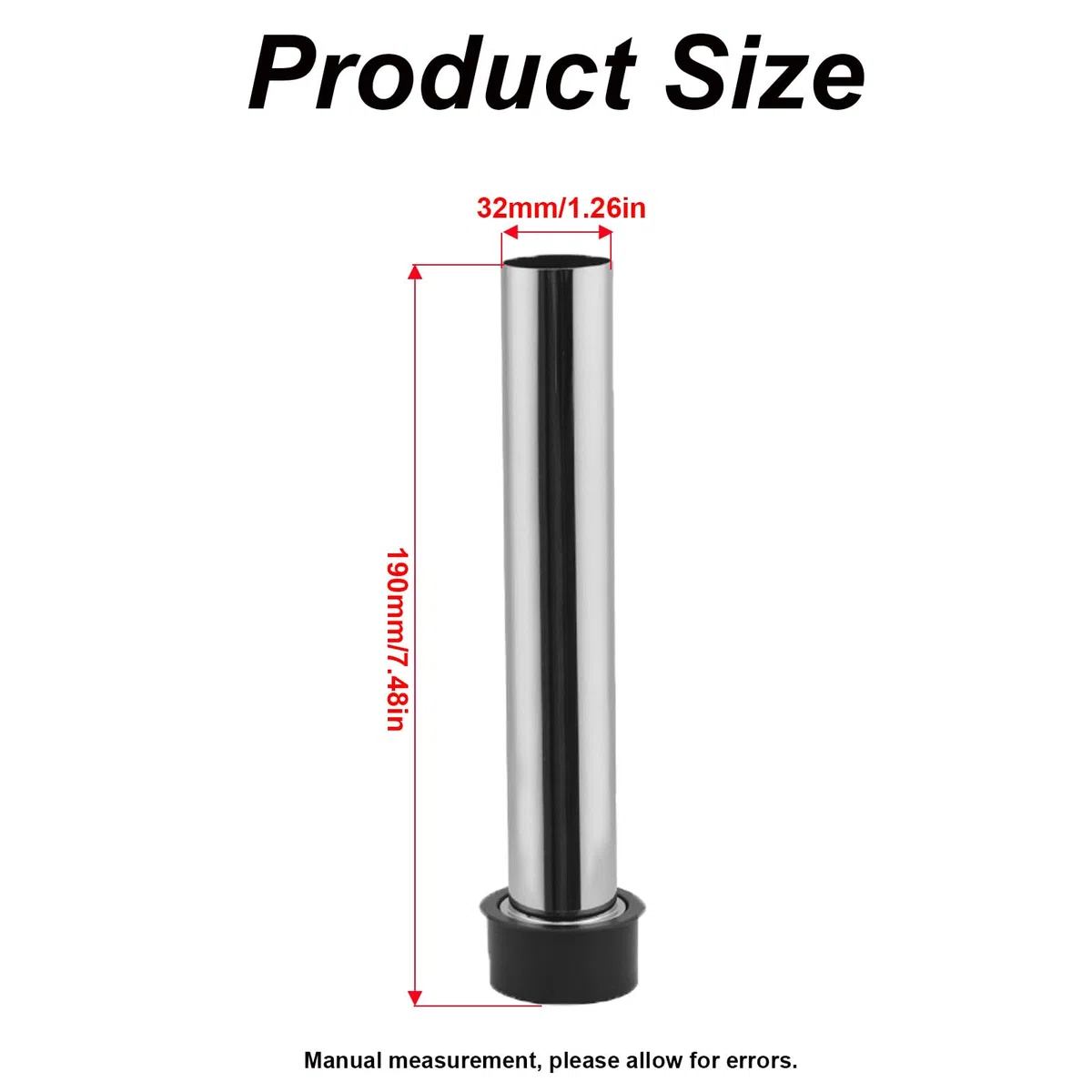 1 tubo di troppopieno per lavello in acciaio inox, 19 cm, per scarichi da 4,4 cm, tappo di scarico per lavello da cucina