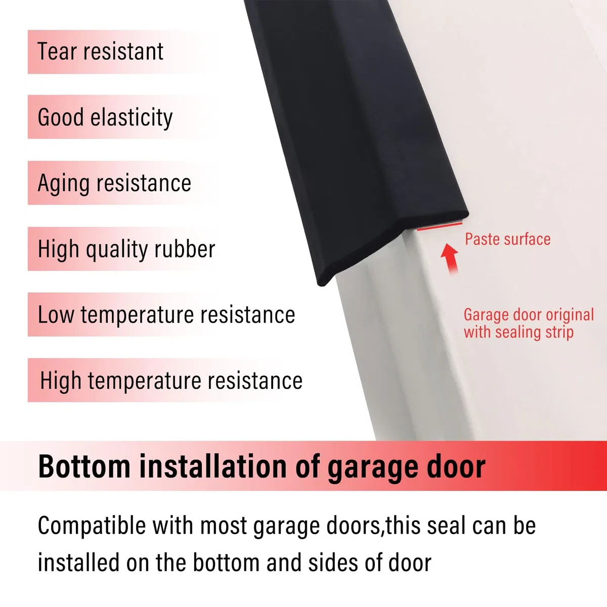 Guarnizione in Gomma per Porta di Garage Parte Superiore e Laterale, Nastro di Tenuta Multiuso per Garage da Poweka (10Pie/3M)