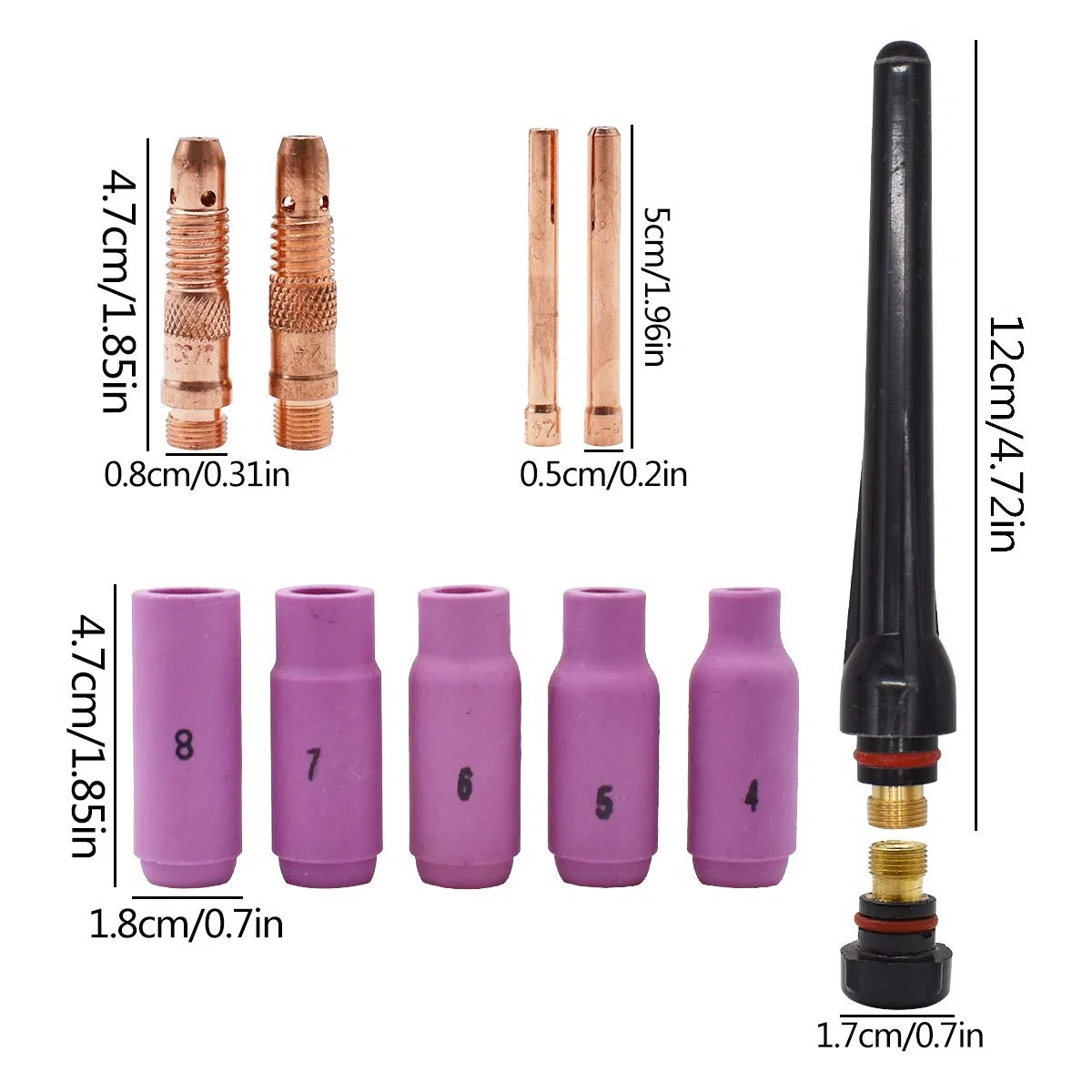 TIG Saldatura Torcia a Gas Accessori Kit,Tianher 26 Pezzi TIG Collets Corpo Ugelli in Ceramica Gas Lens Indietro Cap Body Allumina Ugello Back Kit Fit per Accessori Torcia Saldatura Consumabili