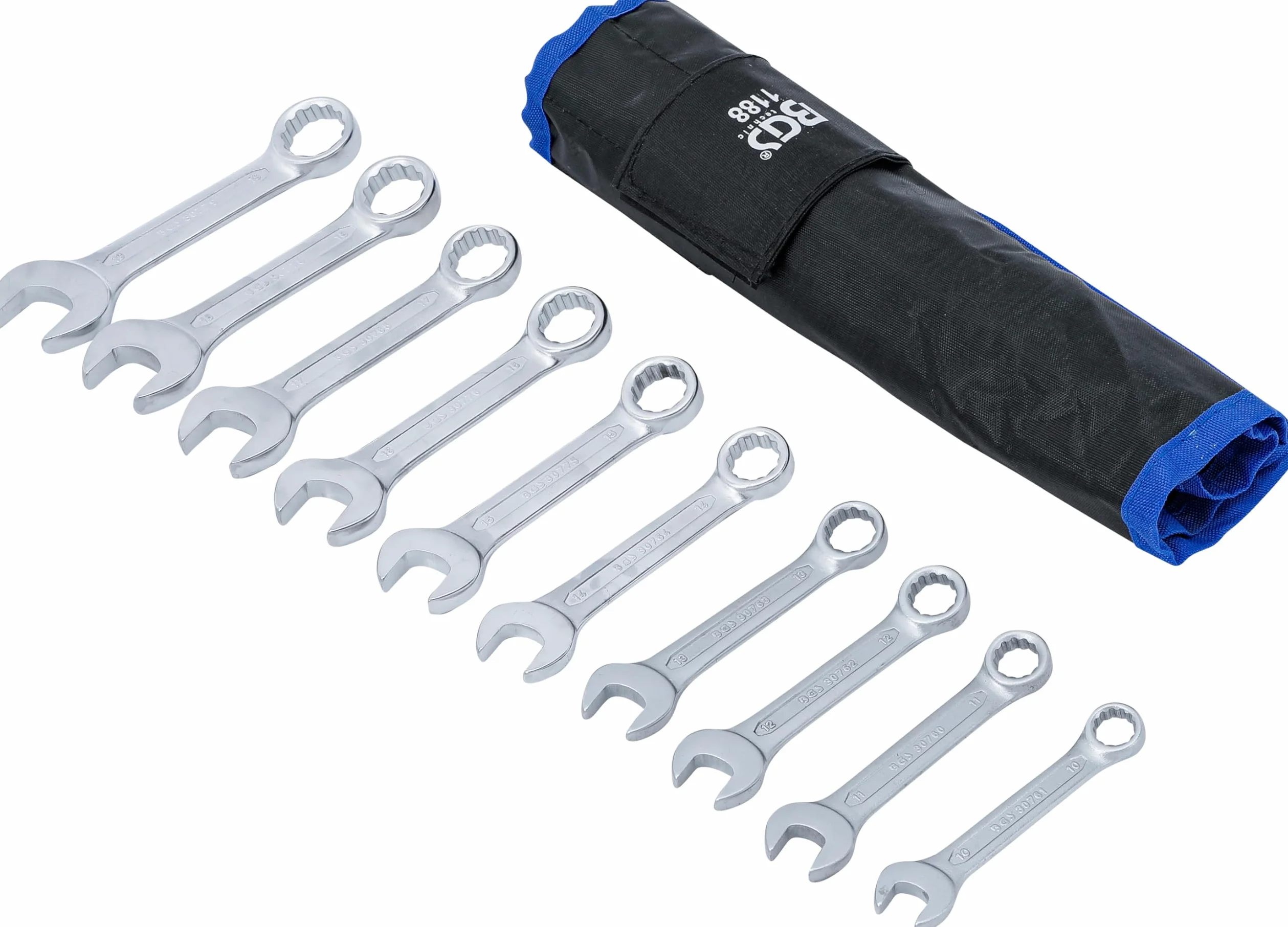 BGS 1188 | Serie di chiavi combinate anello-forchetta | extra corte | 10 - 19 mm | 10 pz.