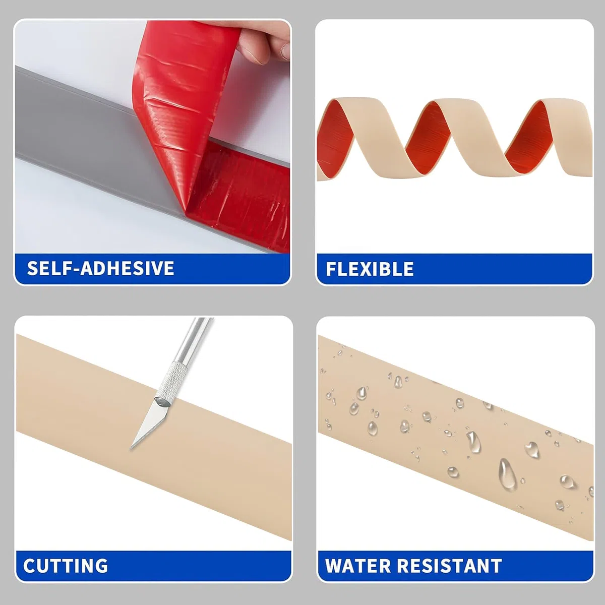 2M Striscia di Transizione per Pavimenti in Laminato Striscia di Soglia Profilo di Transizione Autoadesivo PVC e Vinile, Striscia di Giunzione per Pavimenti, 5cm Beige Giallastro