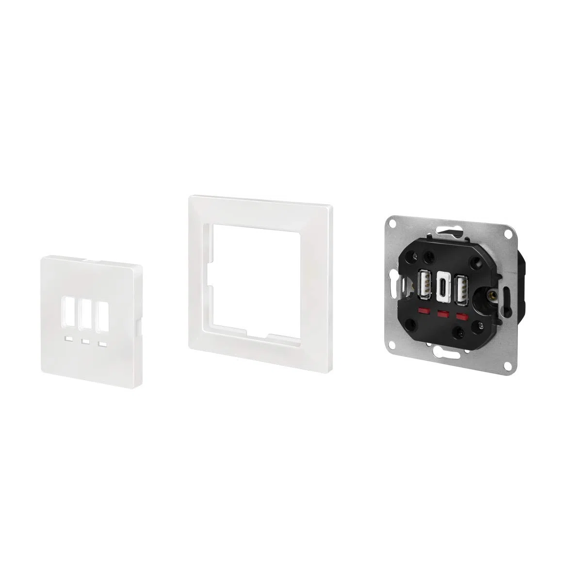 LogiLink PA0254 - Scatola da Incasso con 2 x USB-A e 1 x USB-C per la Ricarica simultanea di Fino a 3 dispositivi, Colore: Bianco