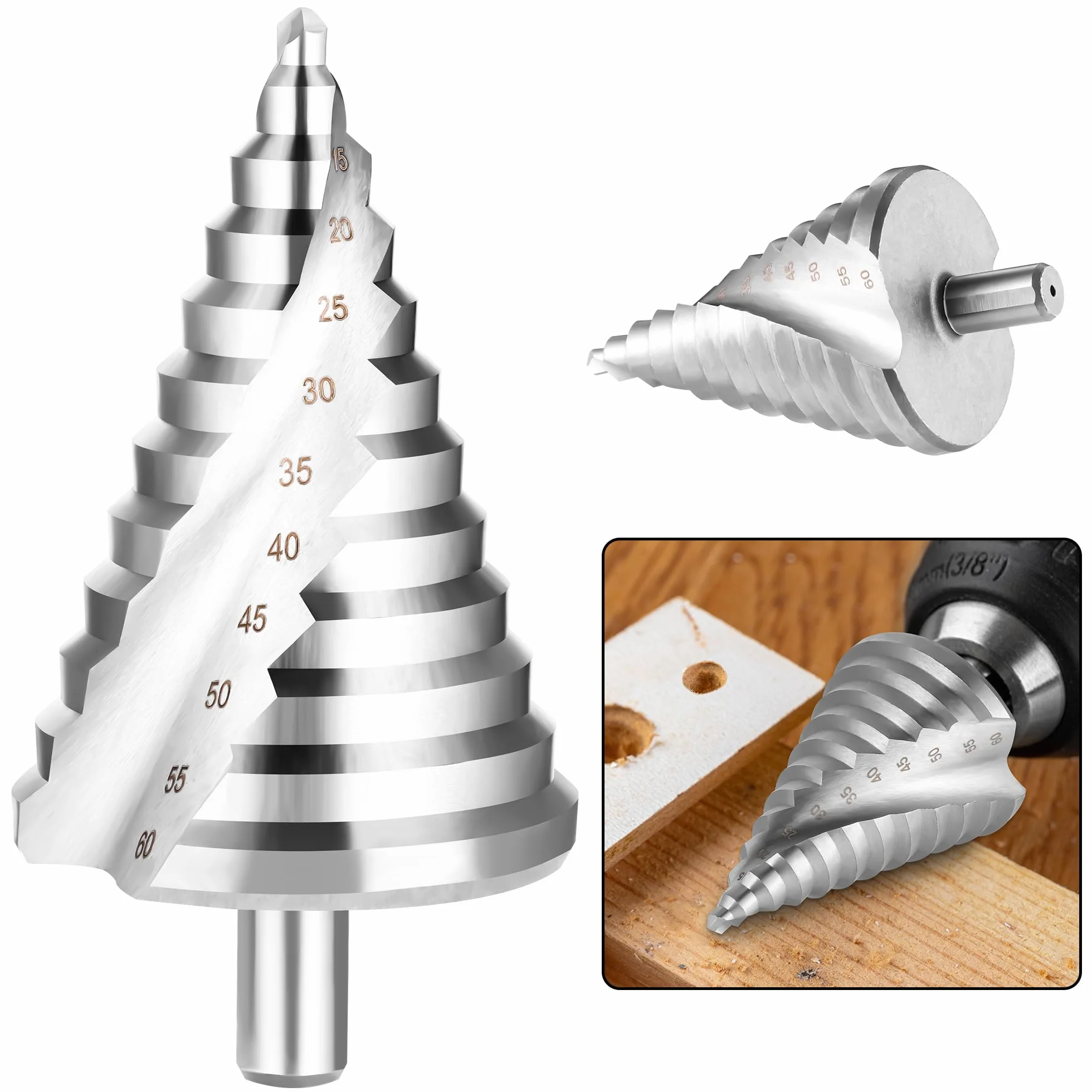 JIZZU Punte Trapano Gradino HSS Ø6-60 mm Fresa Spiral Groove, Punte Trapano Metallo per Eseguire Foro In Metallo Acciaio Ottone Legno Plastica Ferro