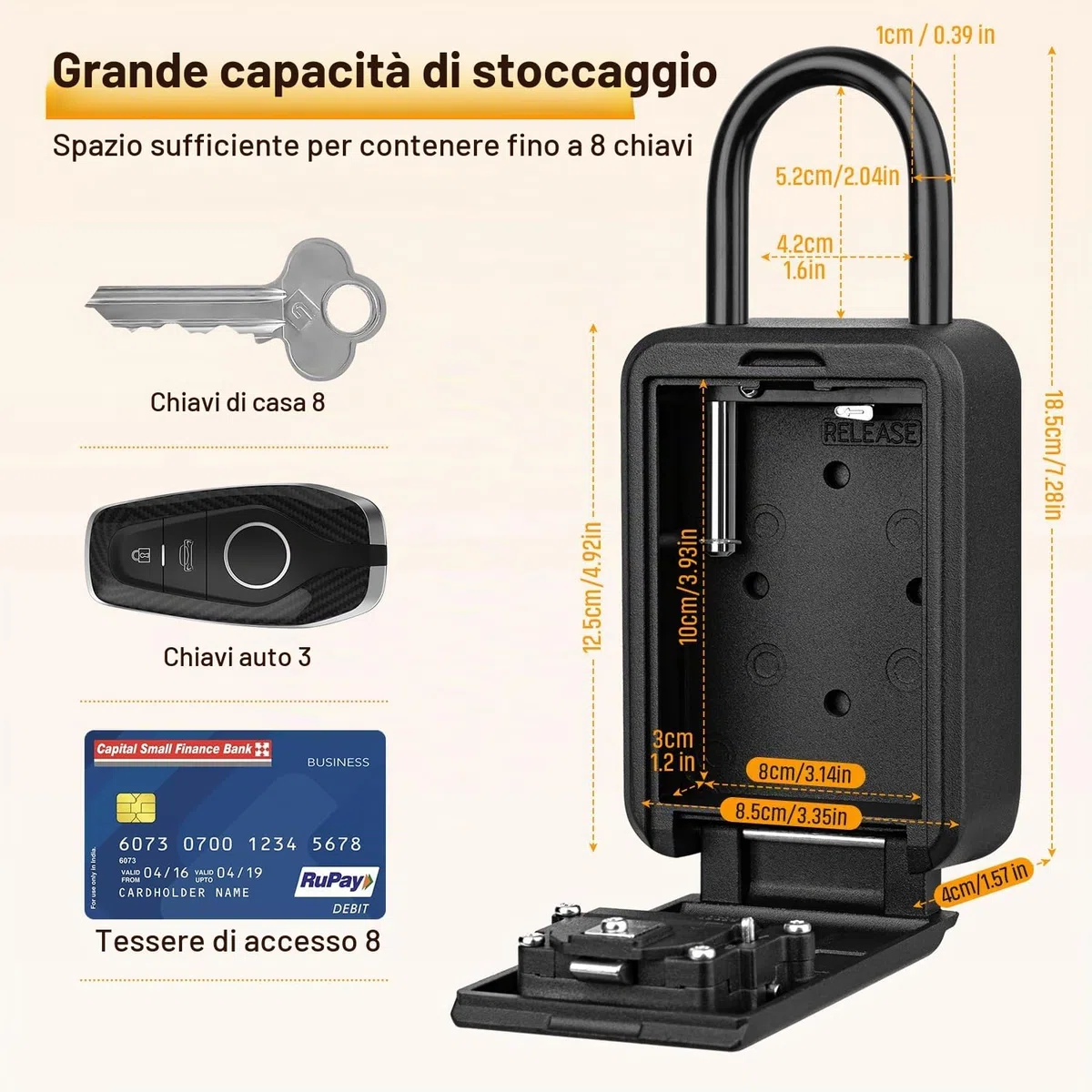 TEUEN Cassetta Sicurezza Chiavi Esterno con Copertura in Silicone Impermeabile - Cassetta Chiavi con Combinazione Grande - Cassetta Portachiavi Adatto a Casa, Fabbrica, Garage,Self Check In
