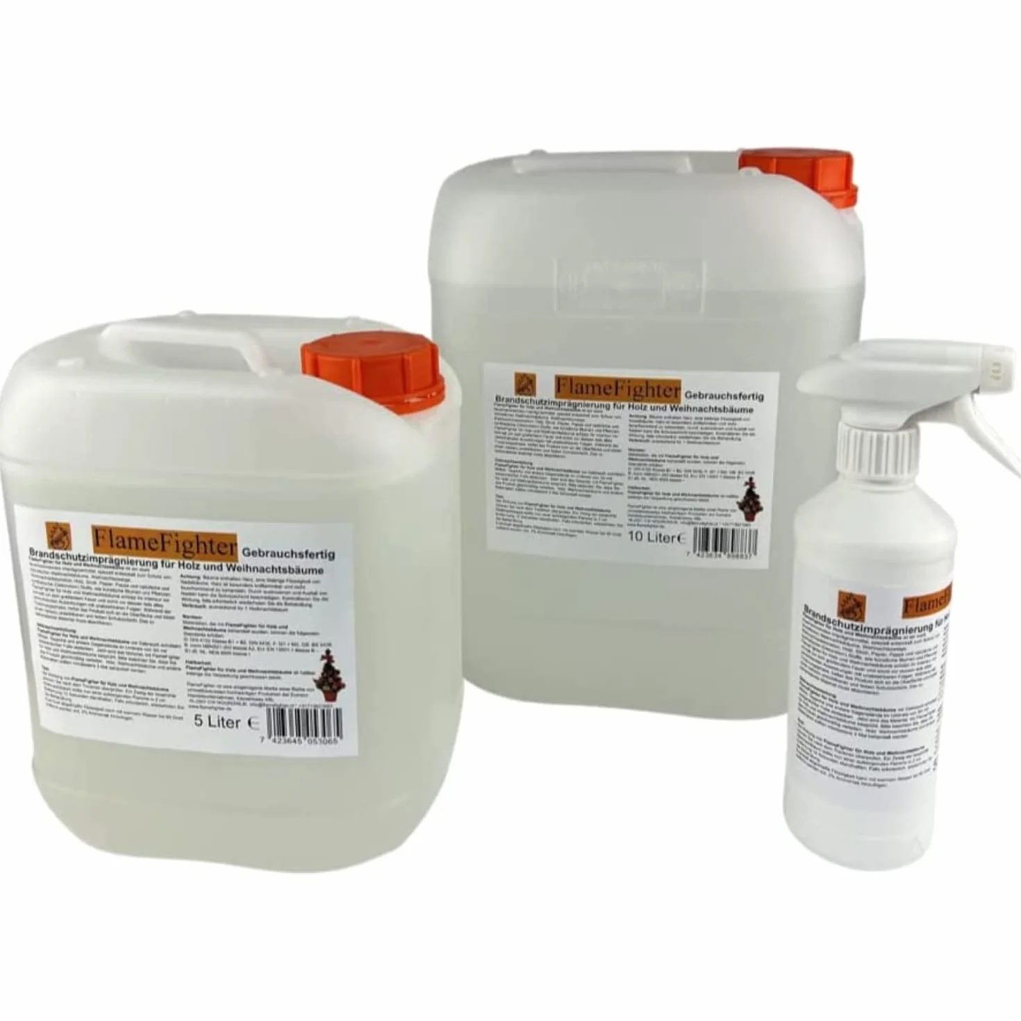 FlameFighter | Impregnante Antincendio 500ml | Impregnante Ritardante di Fiamma per Legno, Carta e Alberi di Natale | Prodotto Certificato Antincendio | Classe di Protezione Antincendio DIN 4102 B1