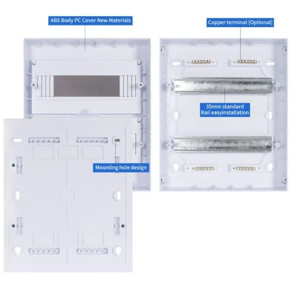 Quadro elettrico da parete 24 moduli DIN con doppia porta trasparente fumé per interno - 33x27.5x10cm