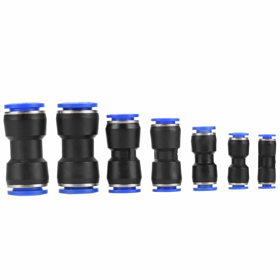 OD 4/6/8/10/12/14 / 16mm Tubo Aria Raccordo Pneumatico Dritto Air Push Raccordi Rapidi in Plastica Blu + Nero35 Pz